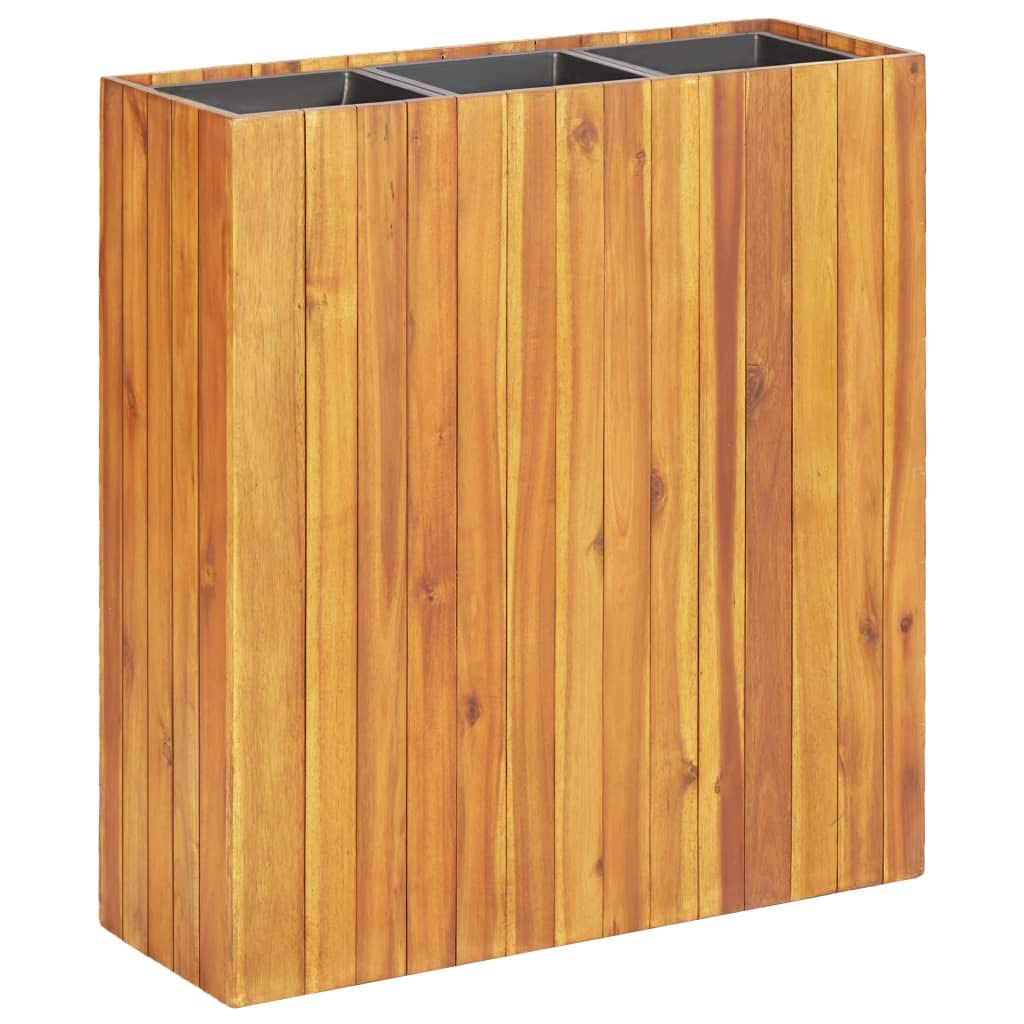 vidaXL 3-Tier Acacia Wood Raised Garden Bed with Pots - Weather-Resistant Outdoor Planter Box for Flowers, Herbs & Vegetables - Natural Wood Finish Garden Decor for Patio, Backyard & Balcony Gardening
