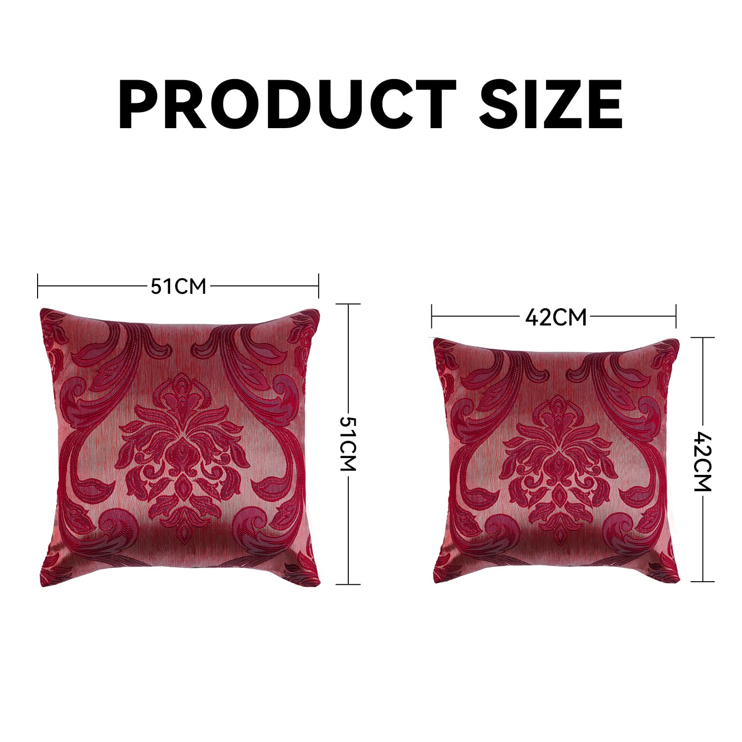 NAPEARL Jacquard Throw Pillow Covers Set of 2 - 16x16 Inch Burgundy Decorative Cushion Covers for Sofa, Couch, Bed - Elegant Living Room Home Decor for Cozy Comfort & Stylish Interior Design