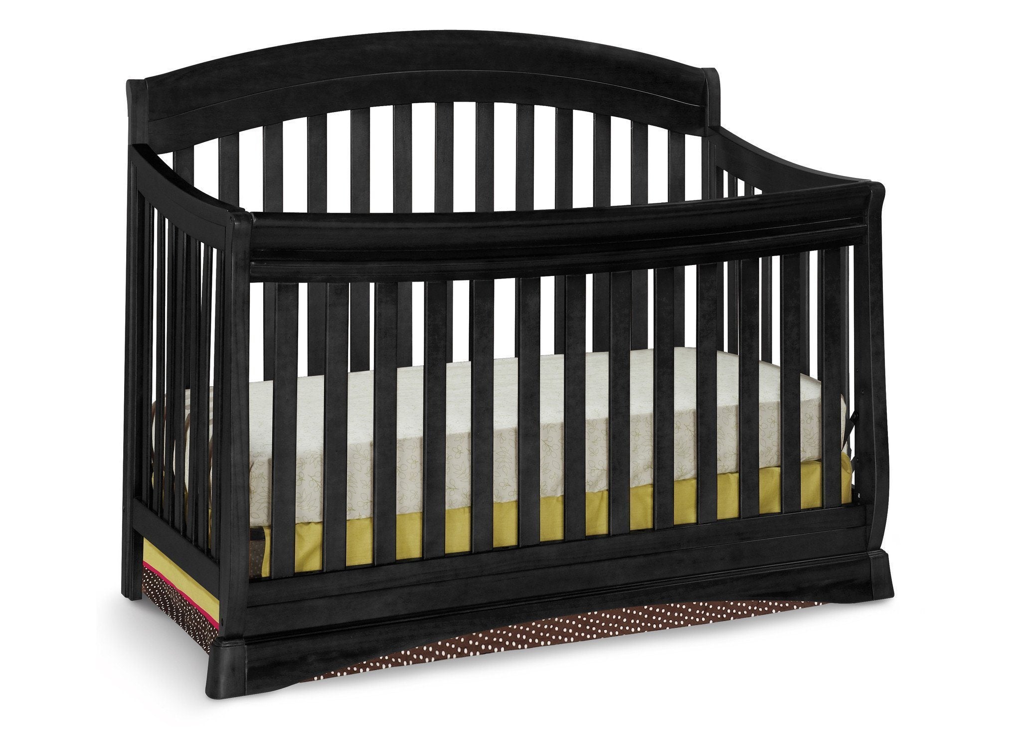Solutions 4-in-1 Convertible Curved Baby Crib - Toddler Bed, Daybed & Full-Size Bed - Perfect for Nursery, Kids Room & Guest Room