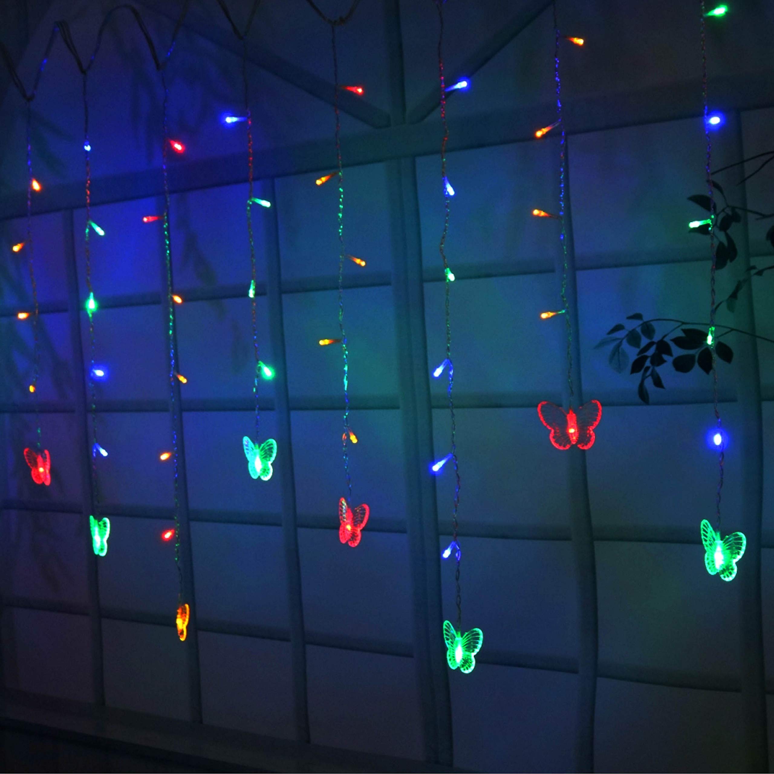 Decorman 13ft 96 LED Butterfly Curtain Lights with Remote - USB Powered Fairy String Lights, 16 Butterflies & 8 Lighting Modes for Bedroom, Window, Wall Decor - Perfect for Christmas, Wedding, Party & Home Decoration