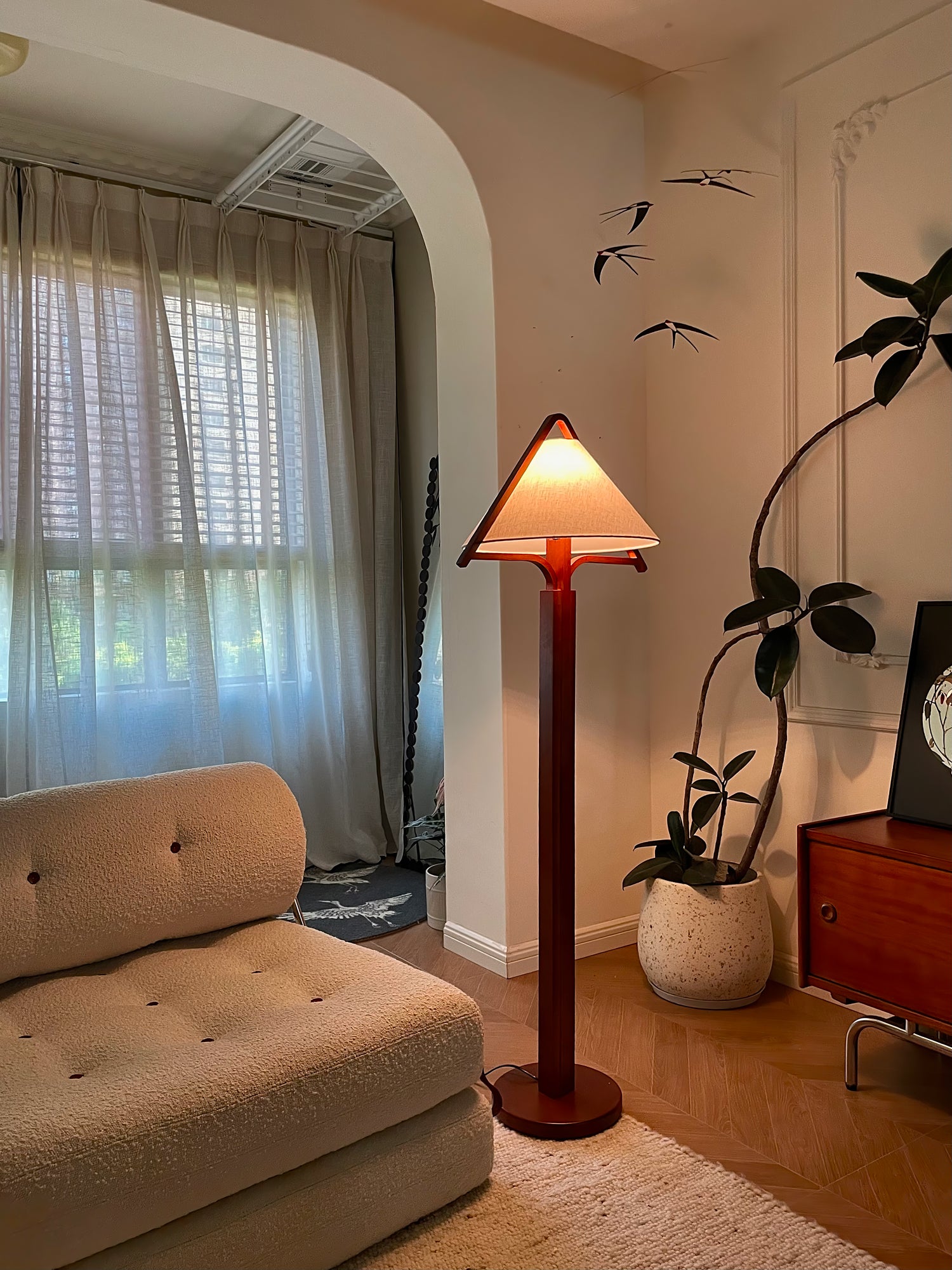 Apex Modern Triangle Shade Floor Lamp - Adjustable Standing Light for Living Room, Bedroom & Office - Perfect for Reading, Relaxing & Decorating