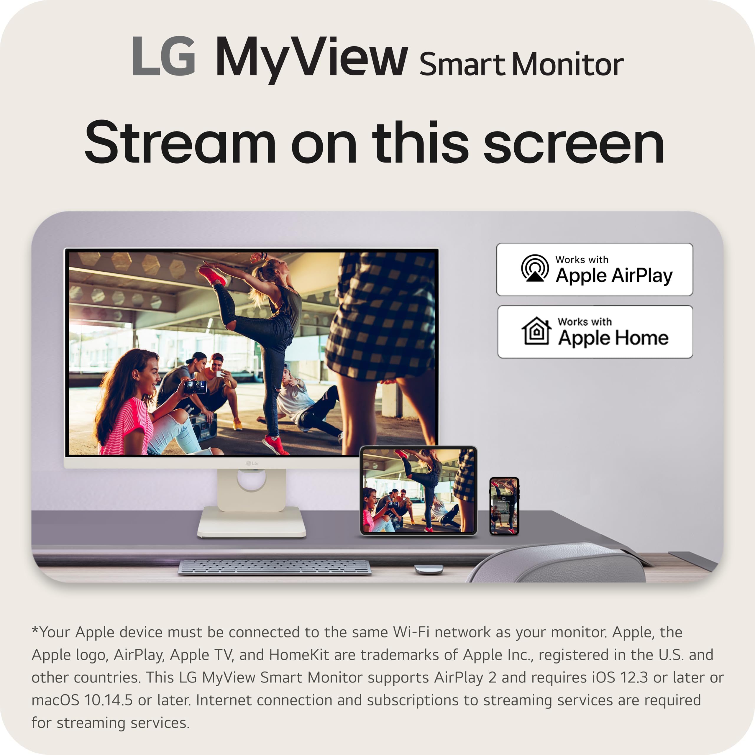 LG 25SR50F-W 25-Inch Smart Monitor - Full HD 1080p IPS Display with webOS, ThinQ Home Dashboard & App, AirPlay 2, Bluetooth, Built-in Speakers - Perfect for Home Office, Gaming & Entertainment (White)