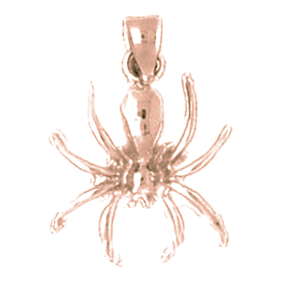 14K Rose Gold Spider Pendant Necklace - 19mm Handmade Jewelry for Women - Perfect for Halloween, Gothic Fashion & Unique Gift Giving