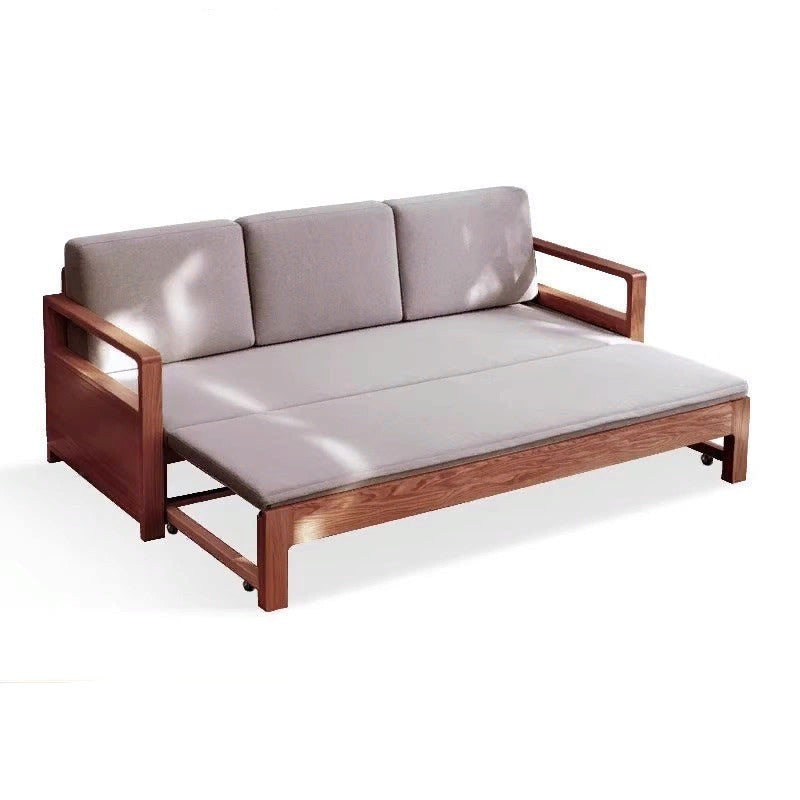 Oak Solid Wood Folding Storage Sofa Bed - Convertible Guest Bed & Space-Saving Furniture for Small Apartments, Living Rooms & Dorm Rooms