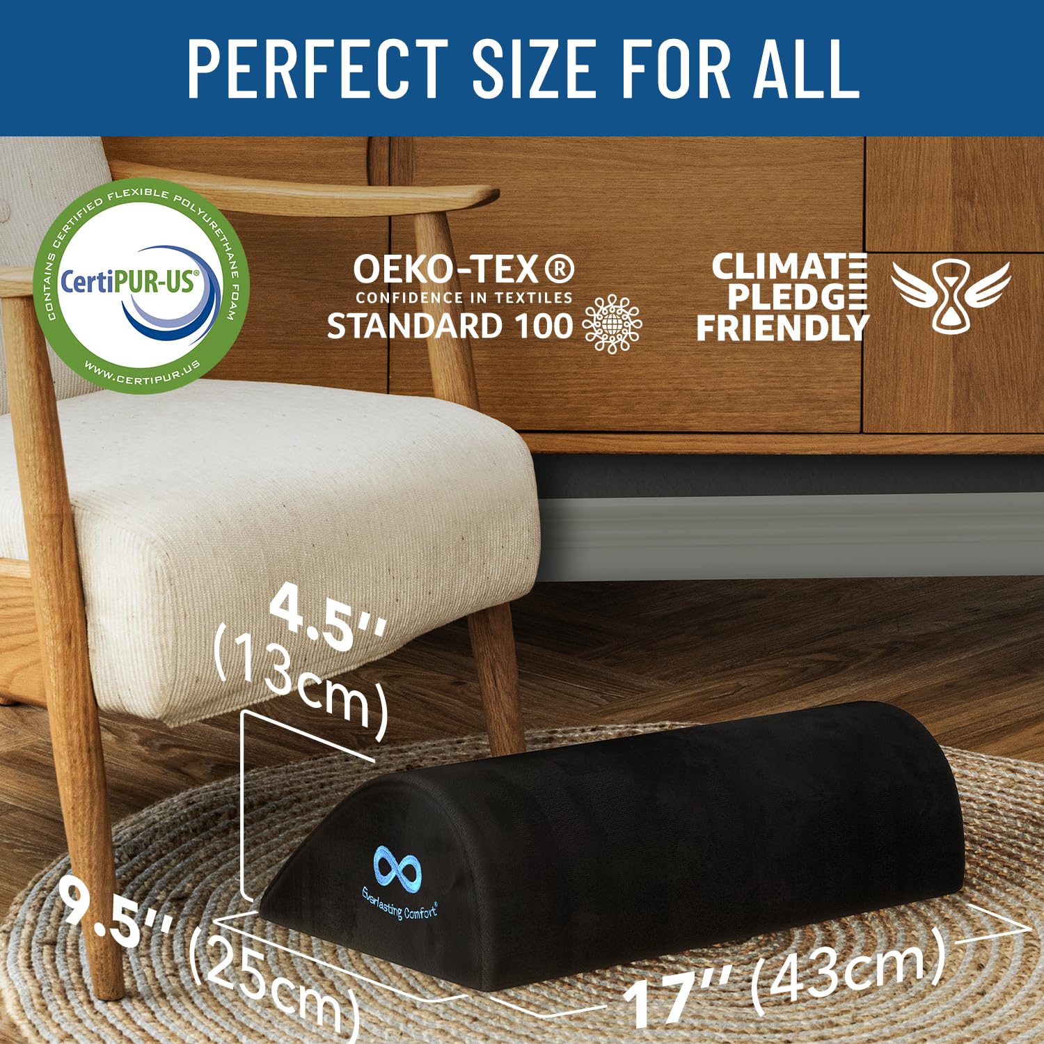 Ergonomic Memory Foam Foot Rest for Under Desk - Adjustable Office Foot Stool & Leg Elevation Pillow for Home Office, Gaming & Work - Improves Posture & Circulation (Perfect for Long Hours of Sitting)