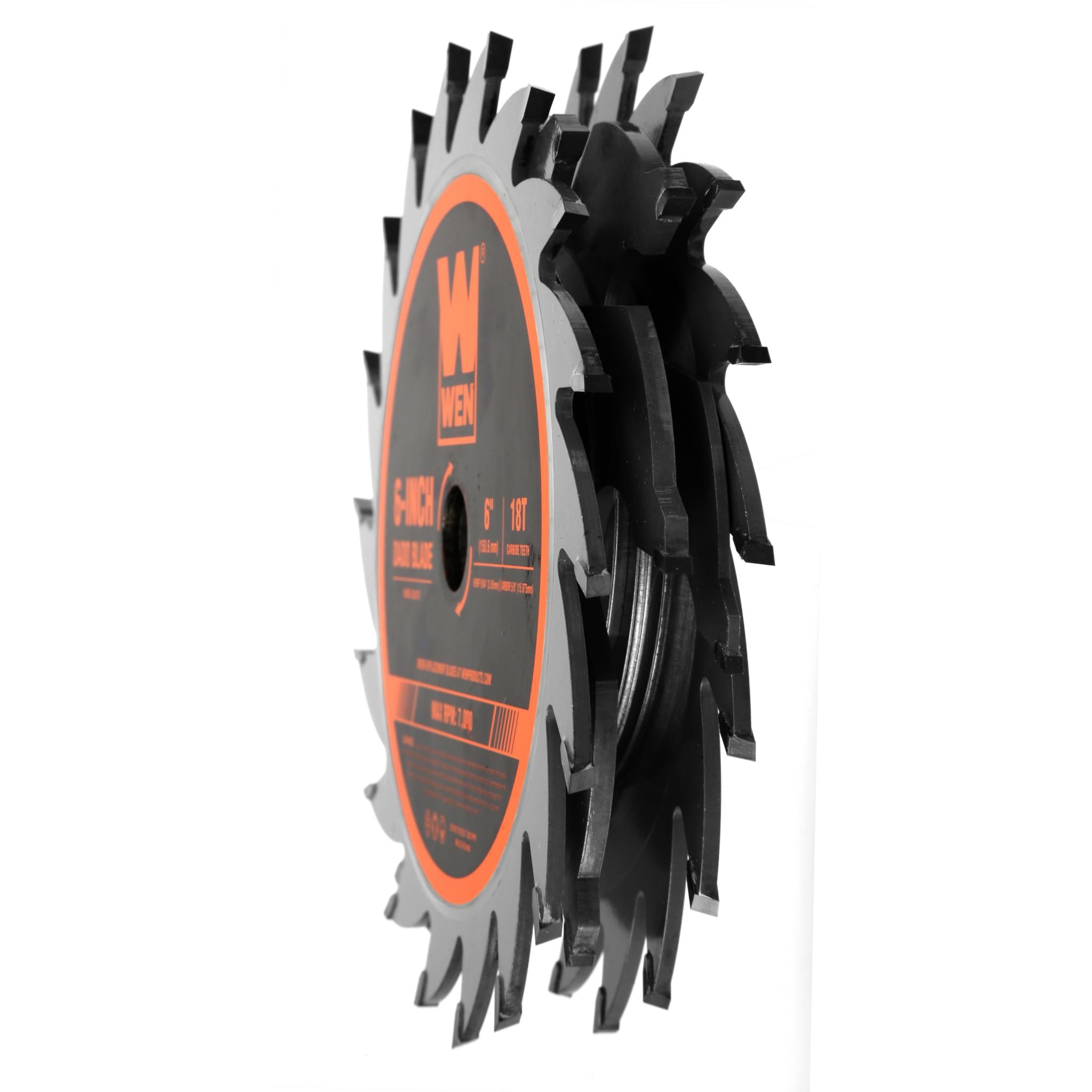 WEN BL067D 6-Inch 18-Tooth Carbide Tipped Stacked Dado Blade Set - Compatible with 8 1/4 & 10-Inch Table Saws - Perfect for Woodworking, Cabinetry, and Precision Cutting Projects
