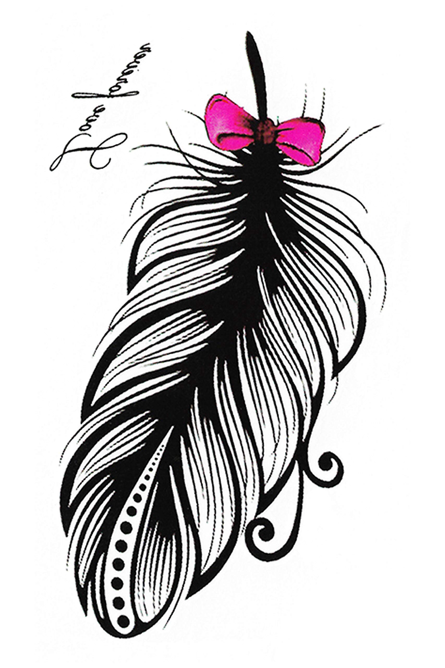 Waterproof Temporary Tattoo Stickers for Men & Women - 3D Realistic Flowers, Butterflies, Stars, Angels, Wolves & Words (60mmX105mm) - Perfect for Parties, Halloween, Cosplay & Body Art