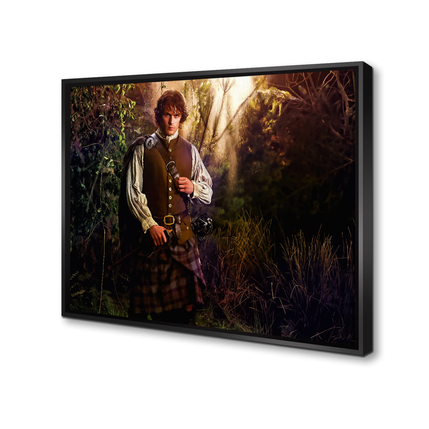 Jamie Fraser Movie Canvas Wall Art - Multicolor Printed Canvas with Wooden Frame - Large 30x40 Inch Floating Frame Decor - Perfect for Office, Bedroom & Living Room Wall Decor