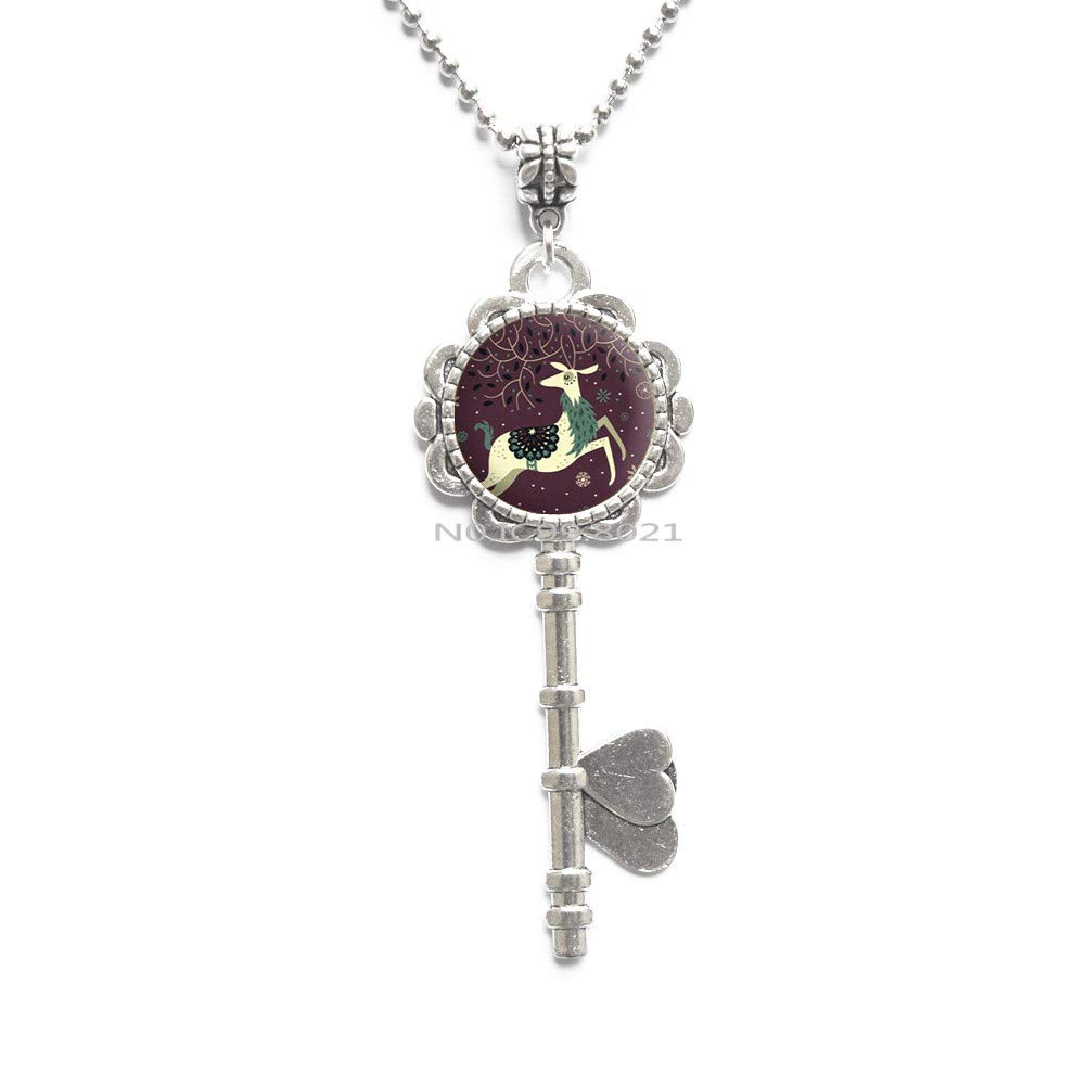 Reindeer Key Necklace for Women - Cute Christmas Deer Pendant Jewelry Gift for Her - Perfect for Holiday Parties & Festive Outfits
