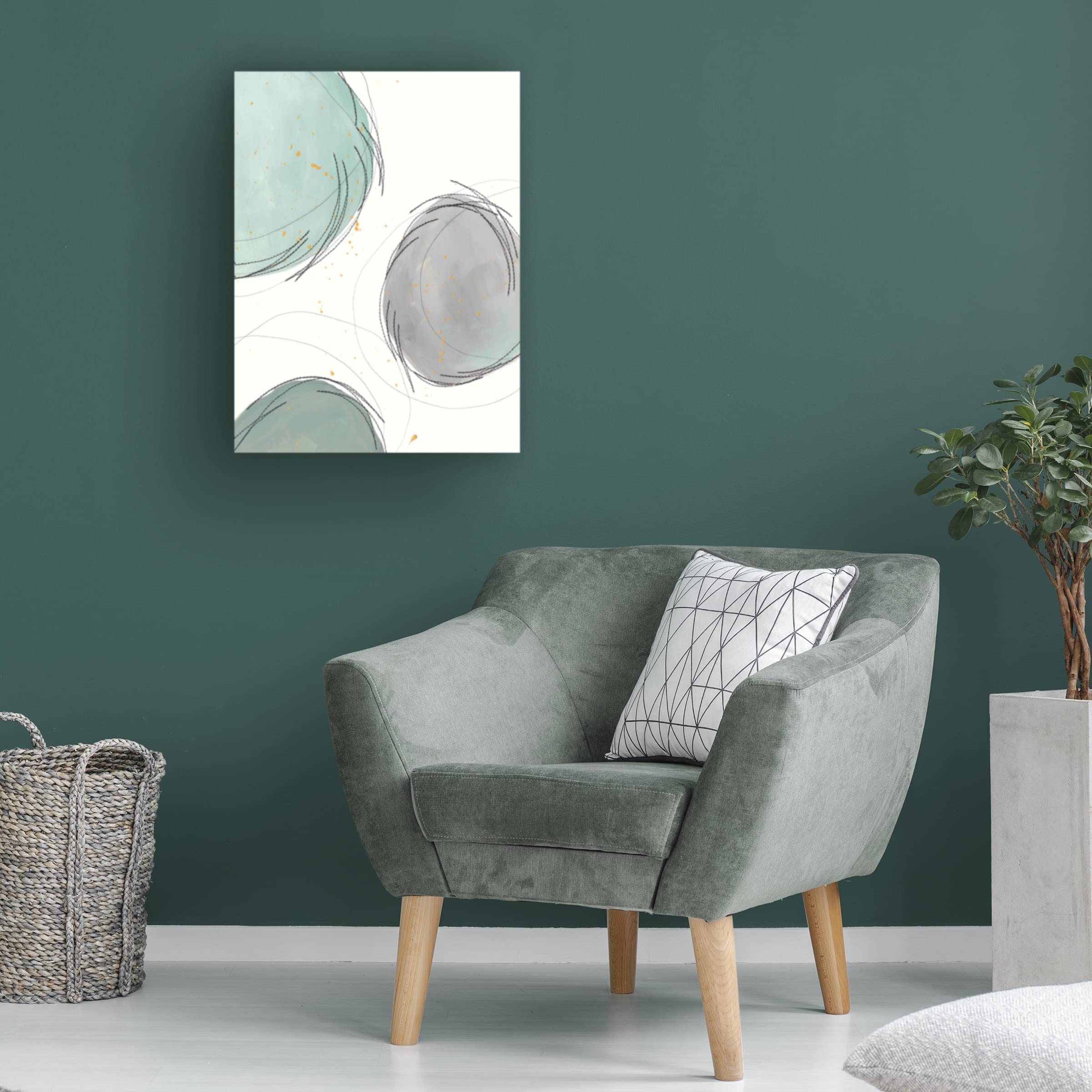 Regina Moore 'Encircled Orbits I' Abstract Canvas Wall Art - Modern Home Decor for Living Room, Bedroom & Office - Framed Fine Art Print