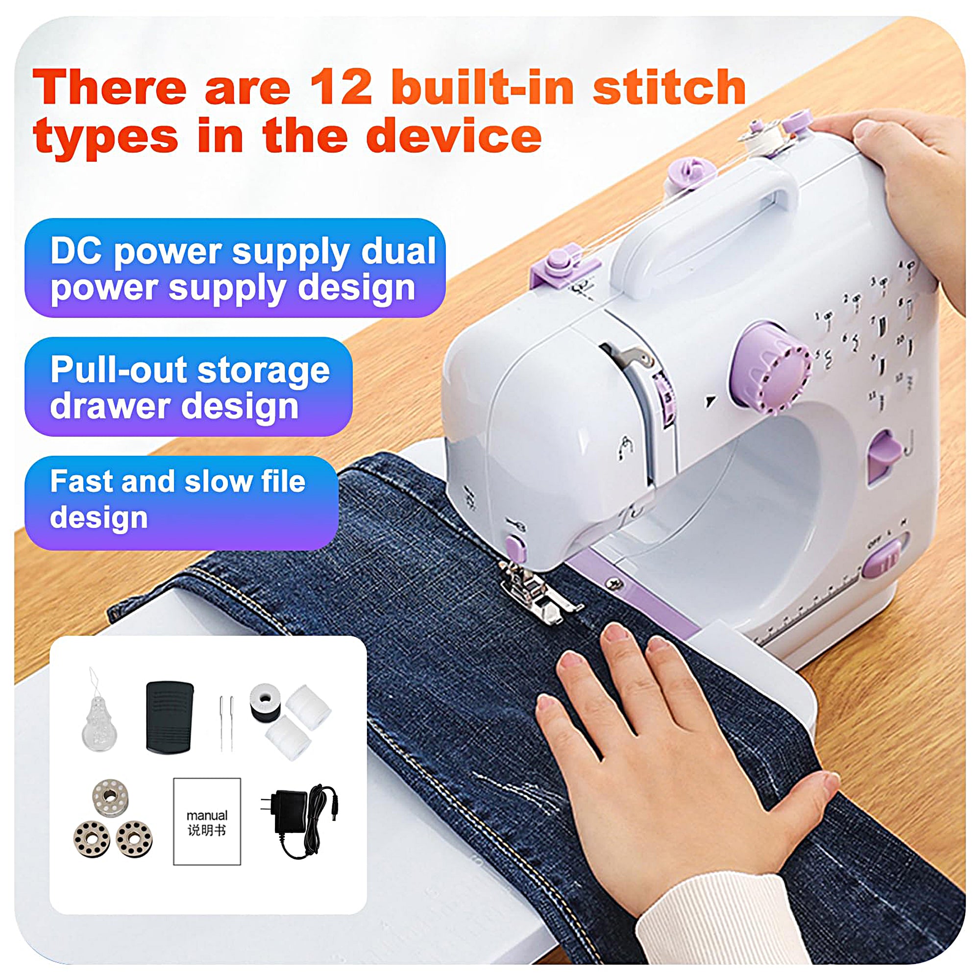 Milex INSTA STITCH Portable Sewing Machine - Compact & Easy to Use for Quick Clothing Repairs, DIY Crafts, and Home Projects - Perfect for Beginners and Travel