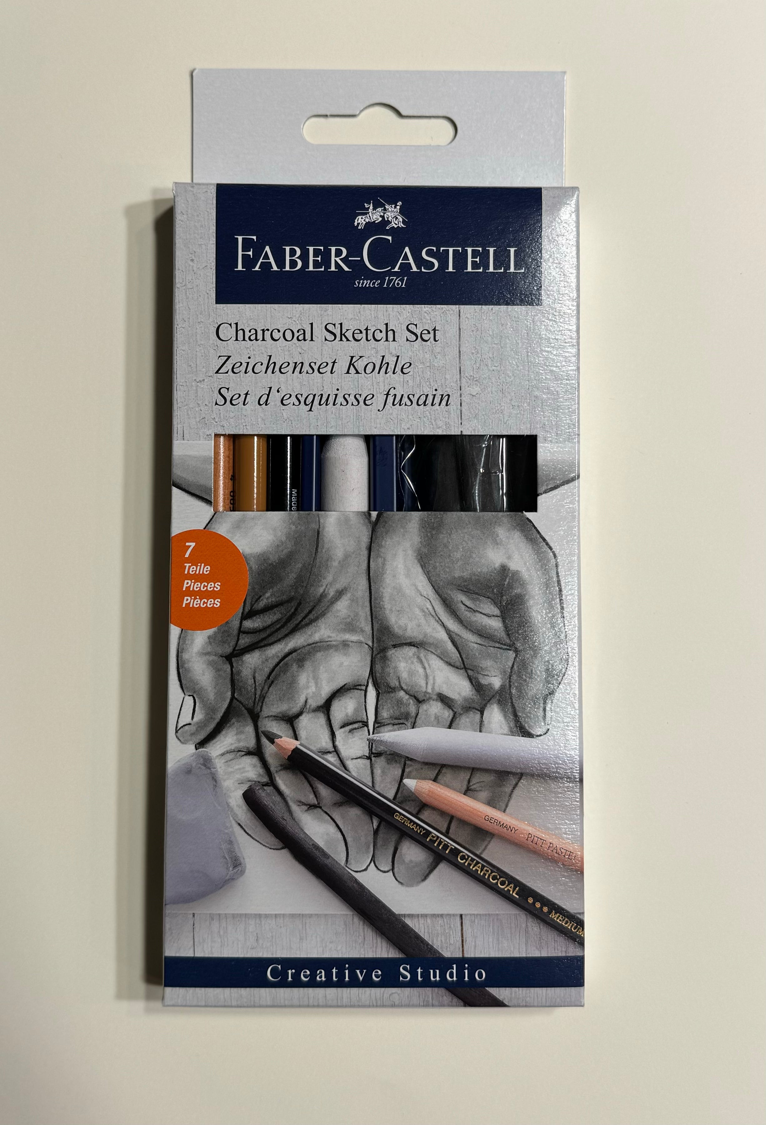 Faber-Castell 7-Piece Charcoal Sketch Set - Professional Drawing Kit for Artists & Beginners | Perfect for Sketching, Shading & Blending Techniques