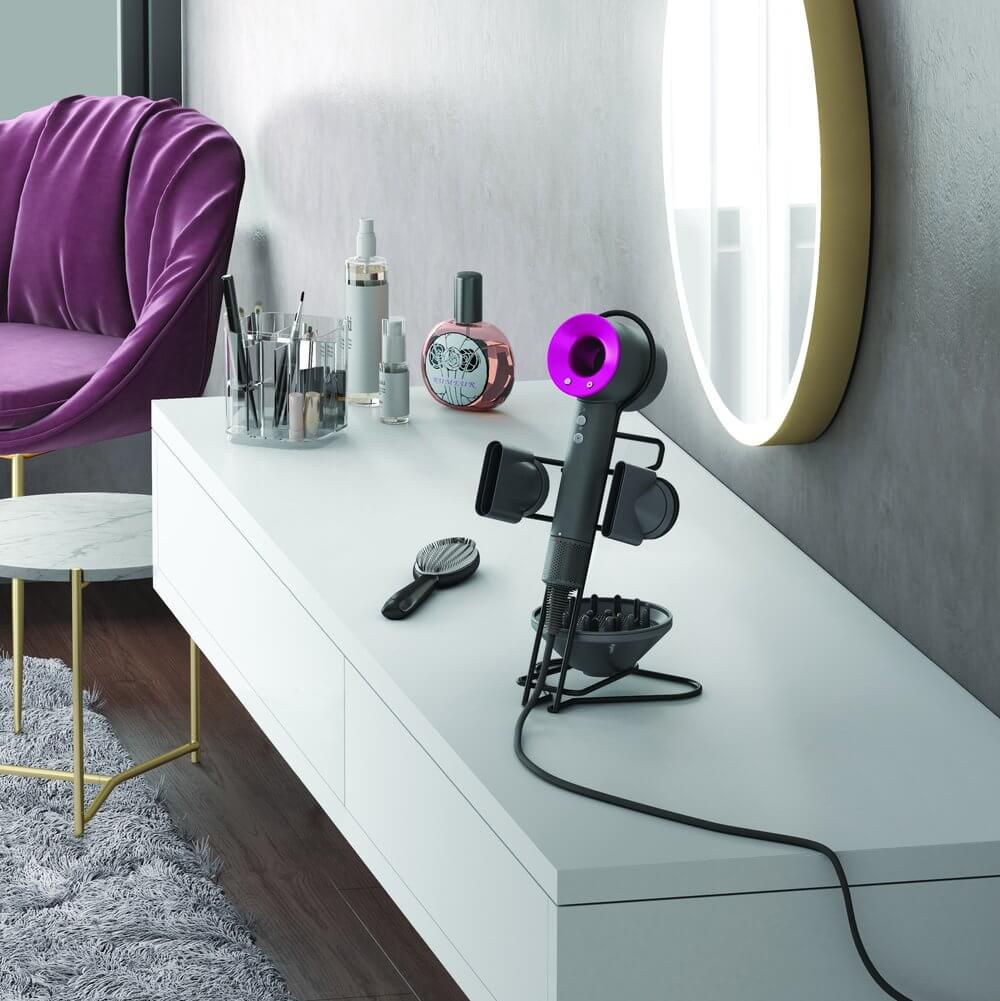 Sonic Stand Supersonic Hair Dryer Holder - Matte Black | Wall Mount Hair Dryer Organizer for Bathroom & Salon | Durable & Space-Saving Hair Tool Storage Solution
