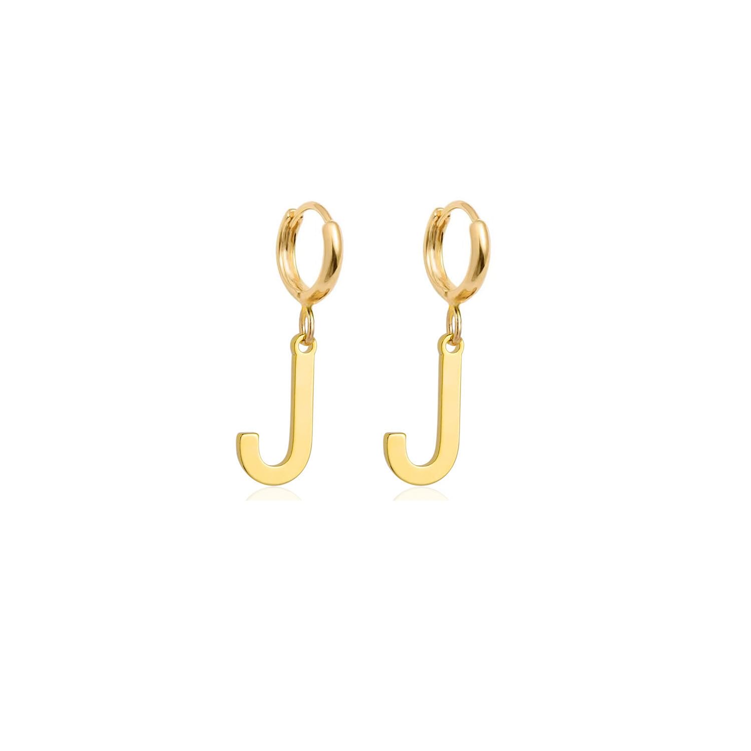 14K Gold Plated Initial Earrings for Women - Dainty Dangle Hoop Letter Earrings - Perfect for Everyday Wear, Gifts & Special Occasions