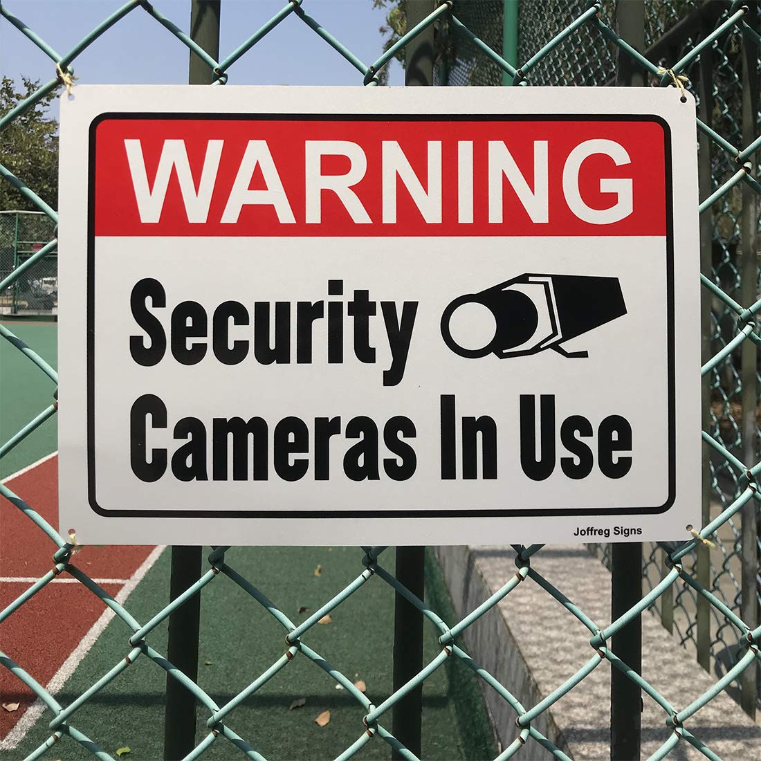 Joffreg Reflective Security Camera Warning Sign - 14x10 Inch Aluminum, UV Printed, Weatherproof & Waterproof for Indoor/Outdoor Use (2 Pack) - Ideal for Home Security, Business Surveillance & Property Protection