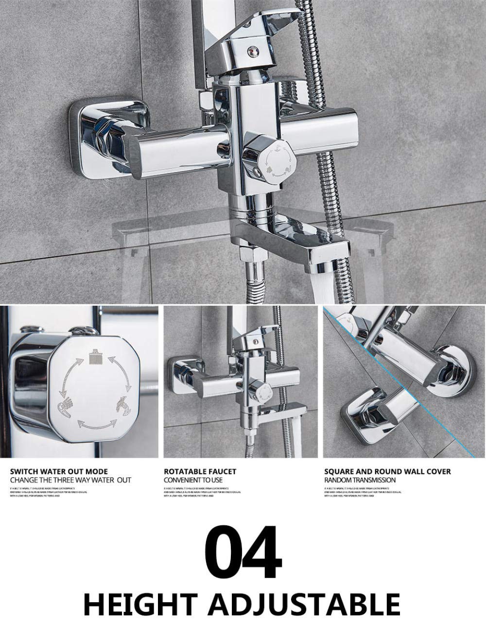 Chrome 8-inch Wall Mounted Bath Shower Mixer Faucet with Rotating Tub Spout, Rainfall Shower Head & Hand Shower - Perfect for Modern Bathroom Renovation and Spa-like Showering Experience