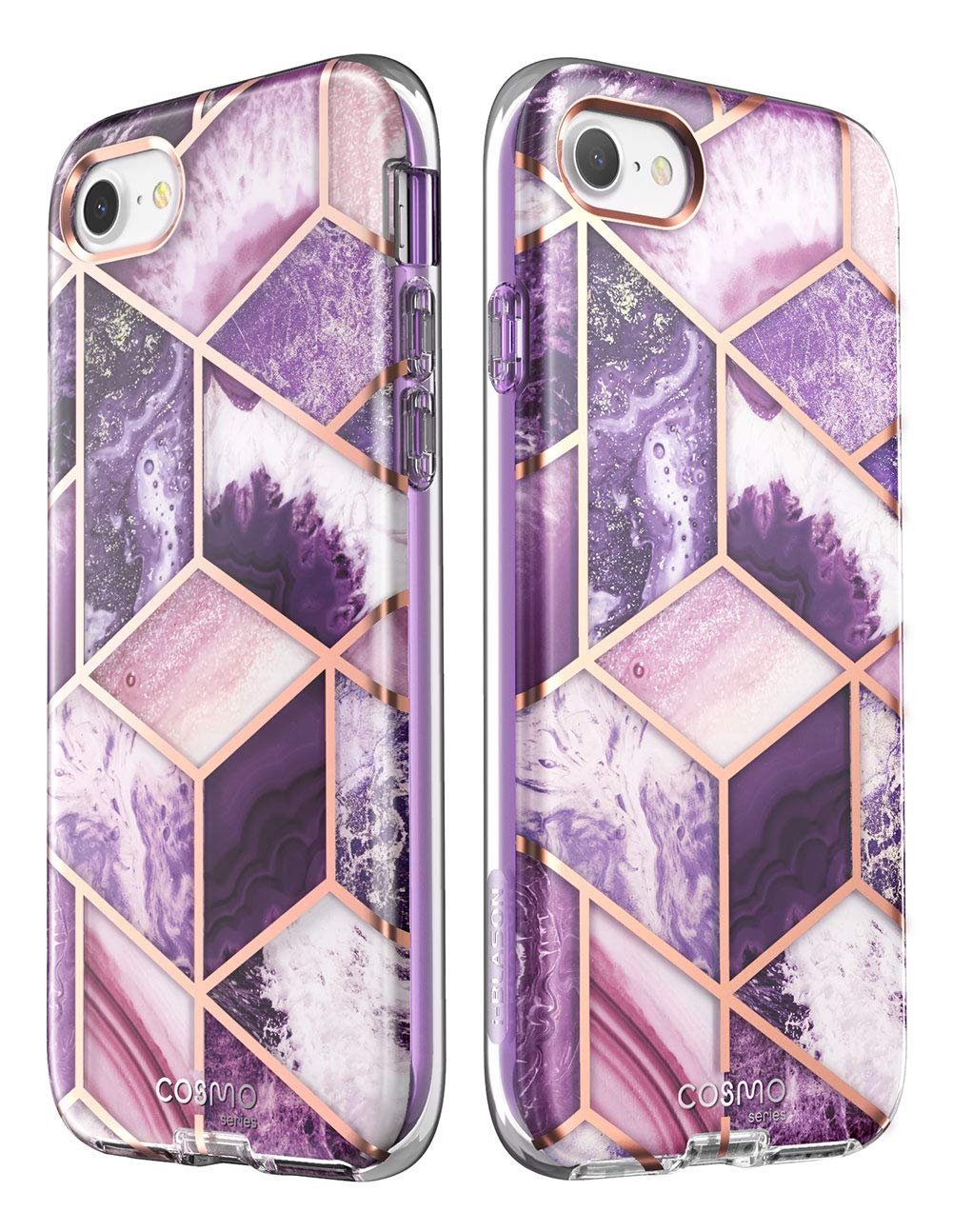 i-Blason Cosmo Series Case for iPhone SE 2022/SE 2020/iPhone 7/8 - Shockproof Protective Bumper Cover with Built-in Screen Protector | Amethyst Purple | Perfect for Daily Use, Travel & Outdoor Activities