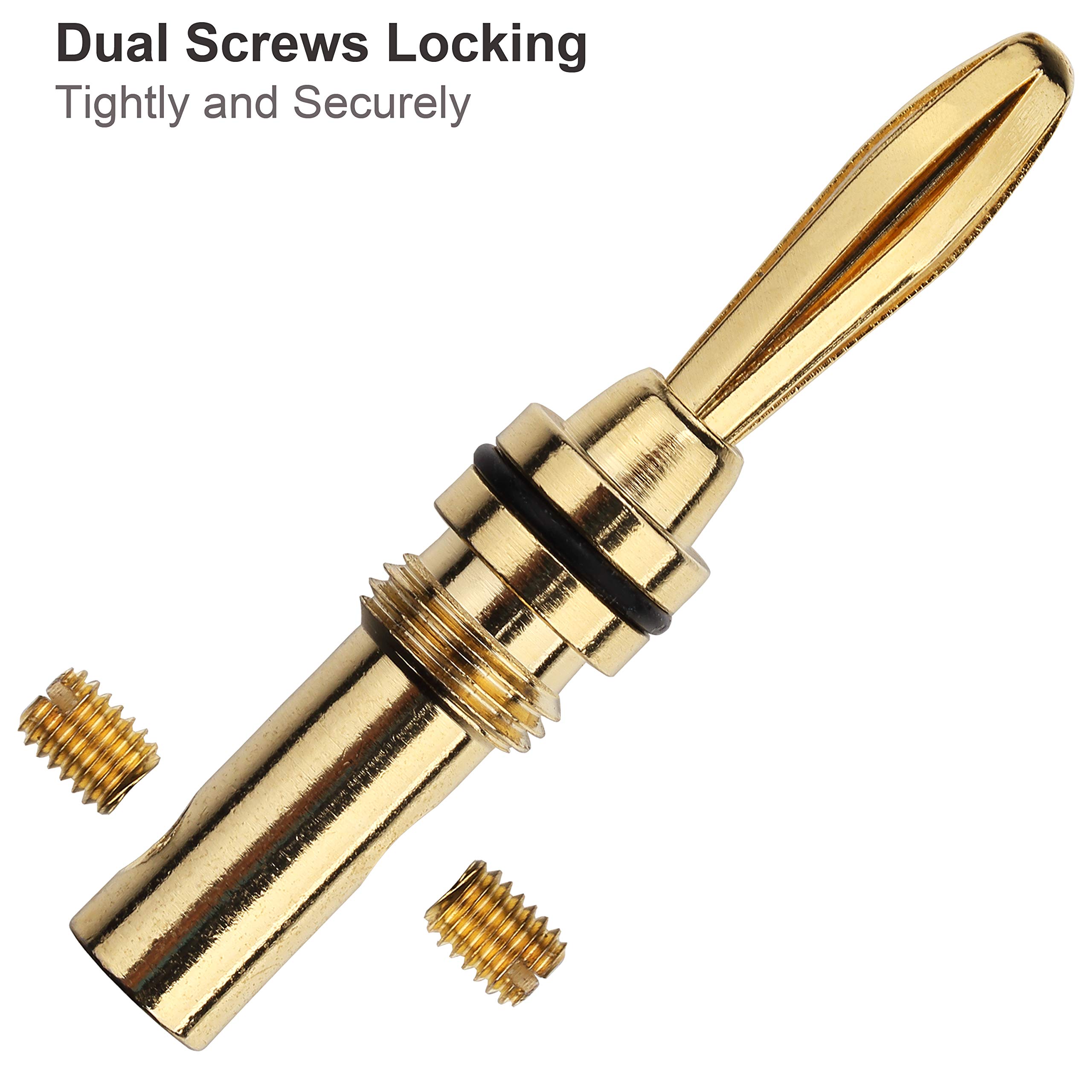 24K Gold Plated Banana Plugs 5 Pairs (10pcs) - Closed Screw Speaker Connectors for High-Quality Audio Systems | Perfect for Home Theater, Studio Setup & Speaker Wire Connections