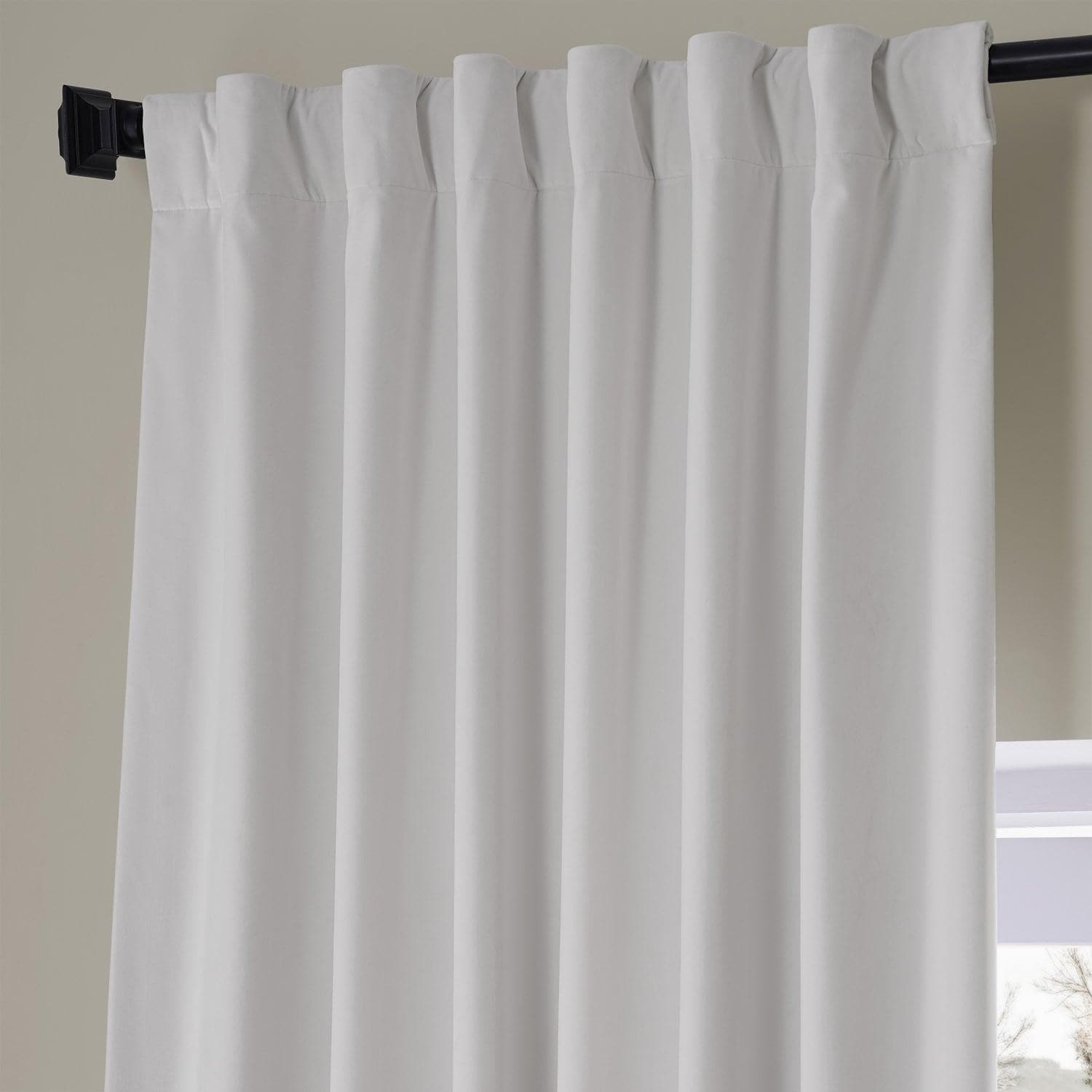 Luxury Misty White Signature Plush Velvet Blackout Curtains for Bedroom & Hotel - Noise Reducing, Thermal Insulated, Room Darkening Drapes for Better Sleep