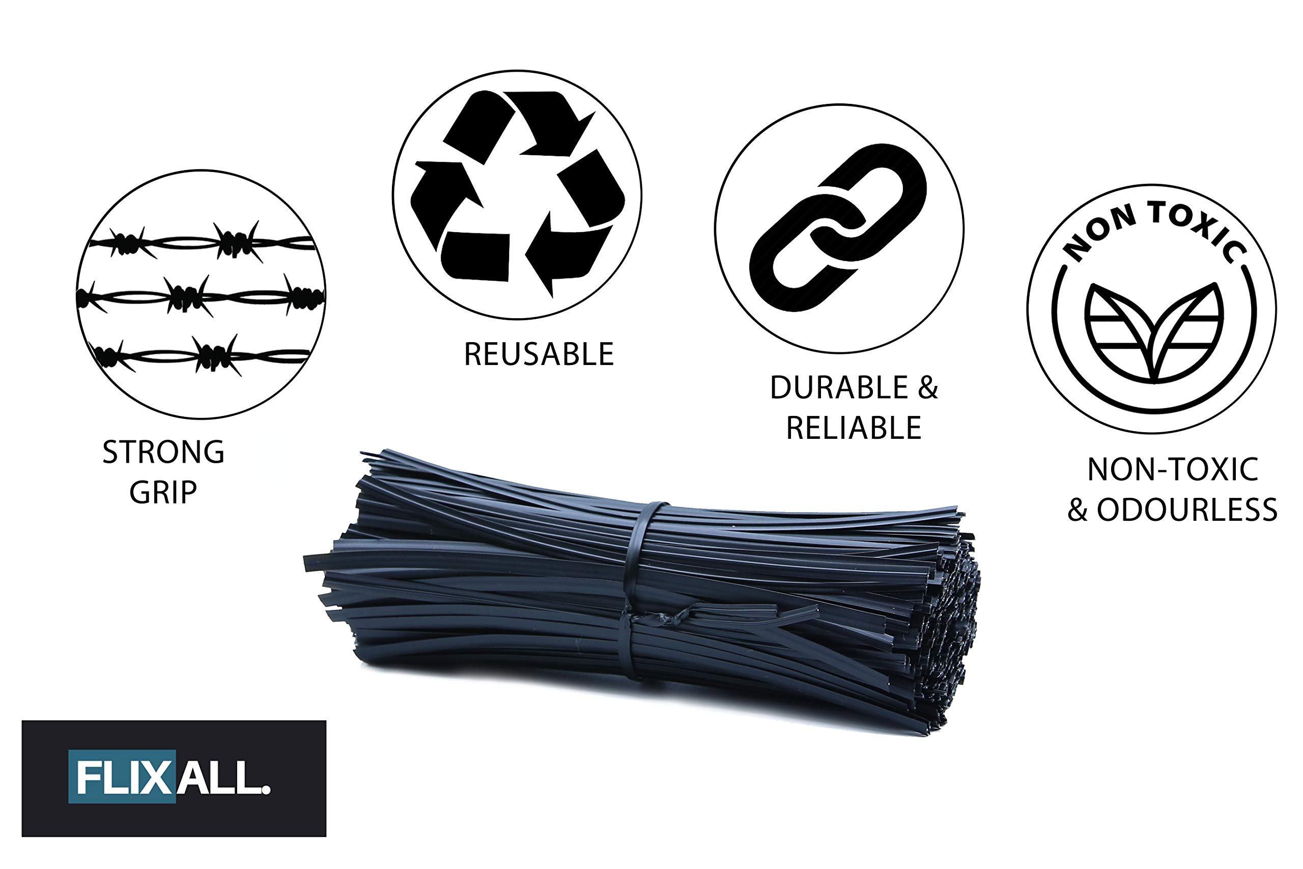 100-Pack 5-Inch Black Plastic Coated Twist Ties - Reusable Premium Quality for Bags, Cords, Bread & Household Organization - Perfect for Bundling Wires, Sealing Food Bags & DIY Crafts