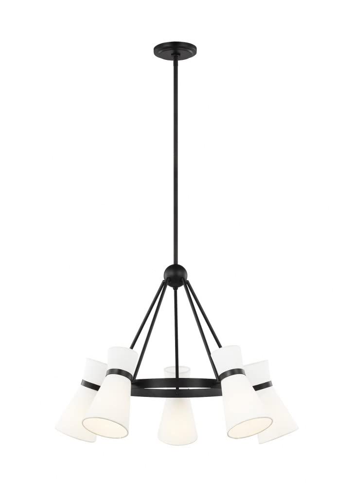 Generation Lighting 5-Light Clark Chandelier in Midnight Black (3190505-112) - Modern Ceiling Light Fixture for Dining Room, Living Room & Bedroom Decor - Compatible with LED & Standard Bulbs - Perfect for Home, Office & Restaurant Lighting