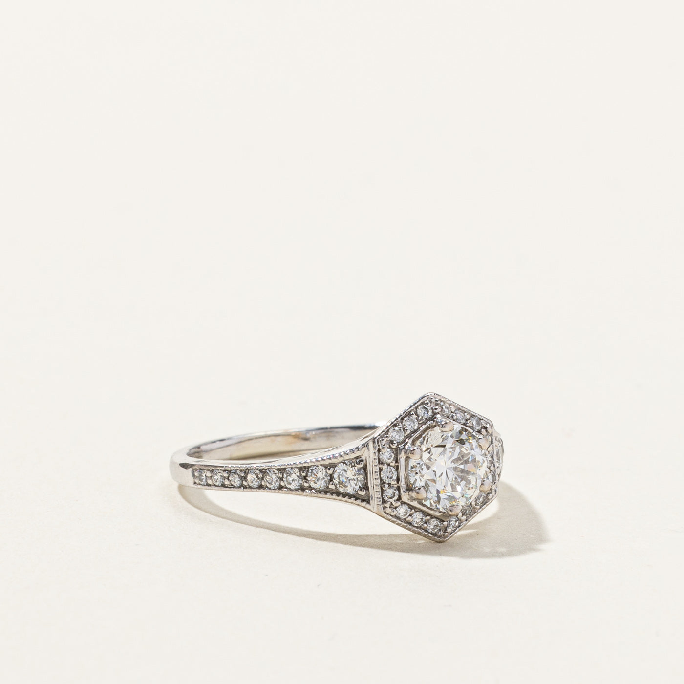 GIA Certified 0.72ct VS1 Halo Diamond Engagement Ring with 0.28ctw Side Stones - Size 8.75 | Perfect Proposal Gift for Her | Wedding, Anniversary & Special Occasions