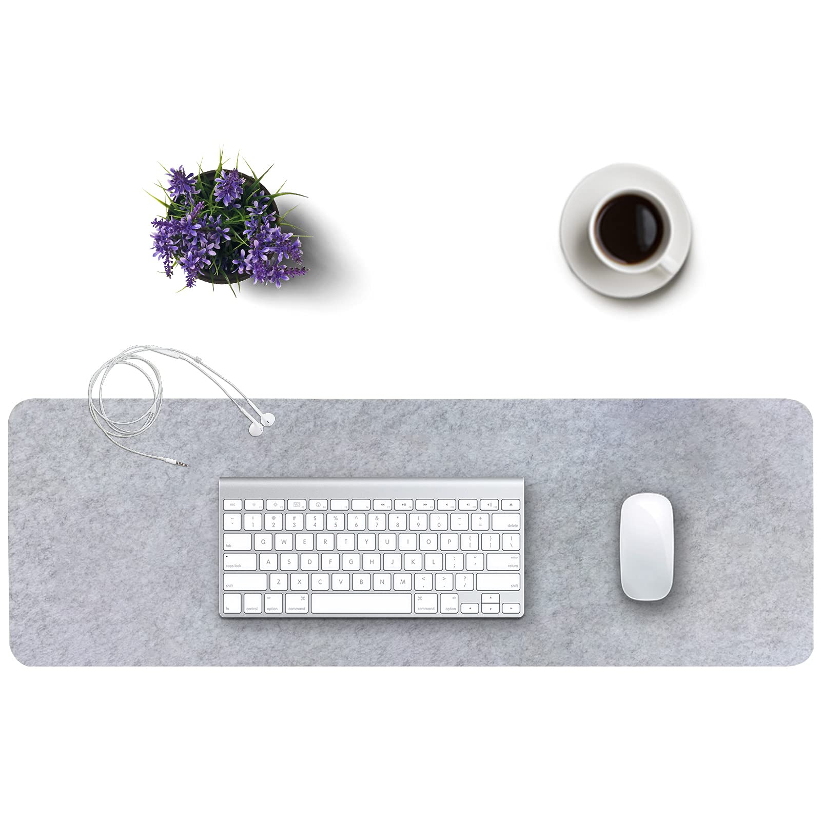 DawnTrees Large Felt Desk Pad & Mouse Mat (35.5x12 Inches) - XL Computer Keyboard Mat, Office Desk Protector for Workstation - Light Gray | Perfect for Home Office, Gaming Setup & Workspace Organization