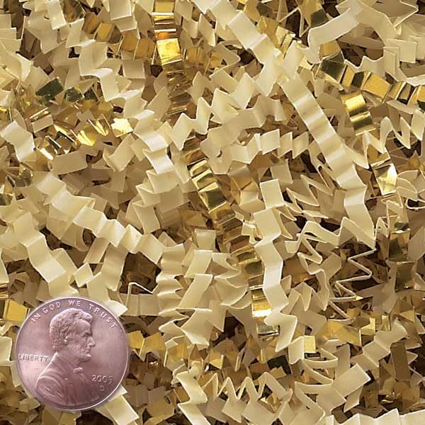Premium Crinkle Paper Filler for Gift Wrapping - Vanilla & Gold Multicolor Shredded Paper, 10 LB Bulk Bag (24x16x11.5 Inch) - Perfect for Birthday, Wedding, Christmas Decorations & Party Supplies