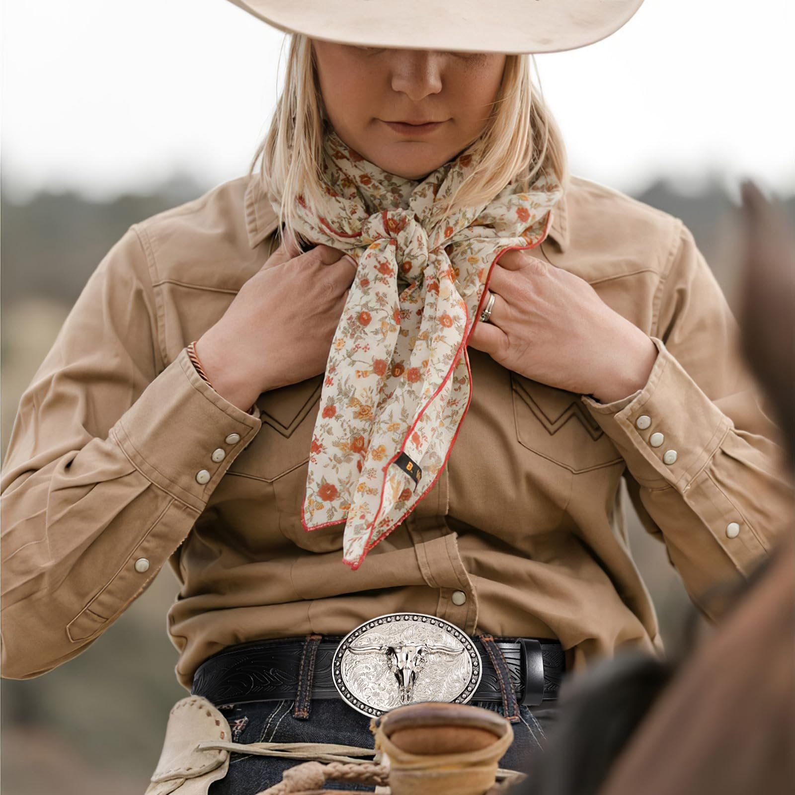 SANSTHS Western Cowboy Leather Belt for Men & Women - Bull Buckle Embossed Design - Durable Leather Belt for Jeans & Western Wear | Perfect for Rodeo, Country Music Festivals & Casual Outfits