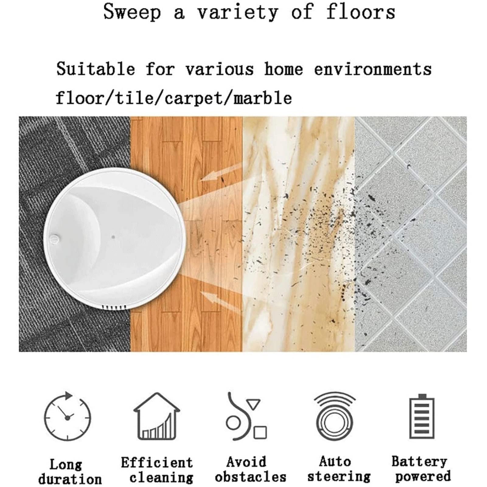 Smart Self-Charging Robot Vacuum Cleaner - Ultra Quiet, Auto Cleaning for Hardwood Floors, Carpets & Pet Hair - Perfect for Home, Office & Pet Owners (Black)