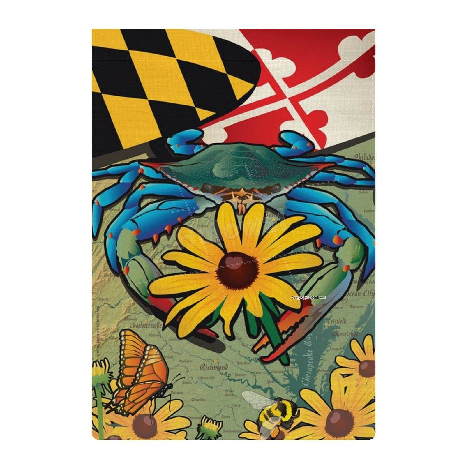 Maryland Blue Crab Black-Eyed Garden Flag - Double Sided Outdoor Yard Decor for Holidays & Seasons | 12.5×18.5 Inch Decorative Flag for Home, Garden, Lawn & Patio | Perfect for Summer BBQs, Beach Themed Parties & Coastal Home Decor