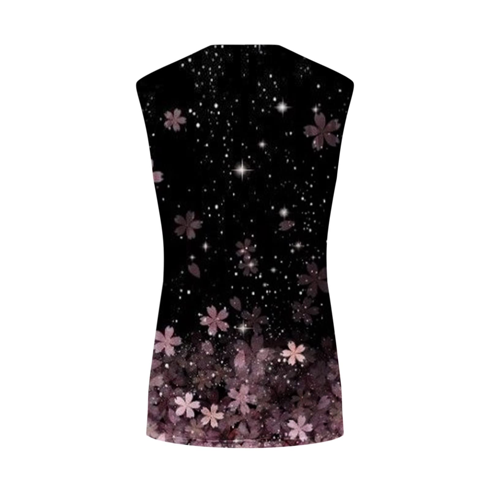 Oelaio Women's Loose Fit Lace Summer Tank Top - Scoop Neck Sleeveless Hollow Out Tunic with Trendy Printed Curved Purple Design | Perfect for Beach Outfits, Casual Wear & Summer Vacation
