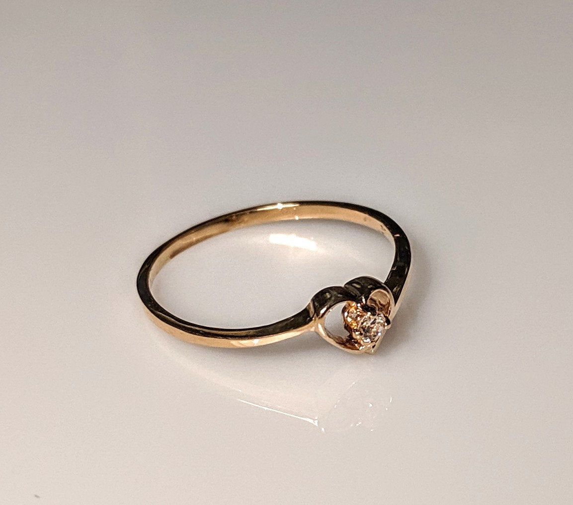 10K Solid Gold Heart Promise Ring with Natural Birthstone - Sapphire, Ruby, Emerald, Topaz, Peridot, Garnet or Amethyst | Size 4-7 | Perfect for Anniversaries, Engagements & Valentine's Gifts