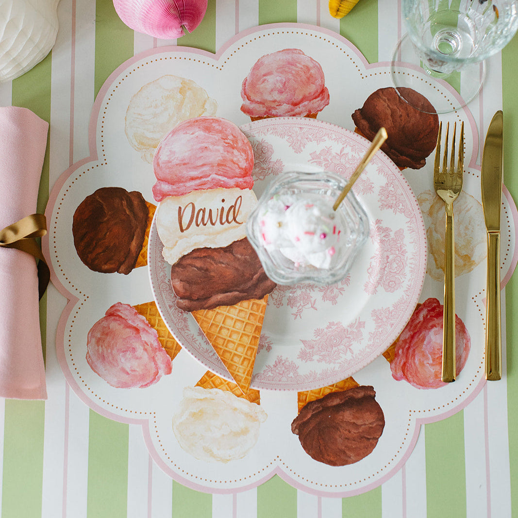 Non-Slip Die Cut Ice Cream Placemat for Kids - Fun & Durable Table Mat for Dessert Parties, Birthday Celebrations & Family Gatherings
