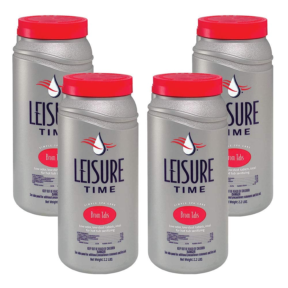 Leisure Time 45422A-04 Bromine Tablets for Spas & Hot Tubs - 2.2 lbs (4-Pack) | Water Sanitizer for Clean & Safe Relaxation in Home Jacuzzis