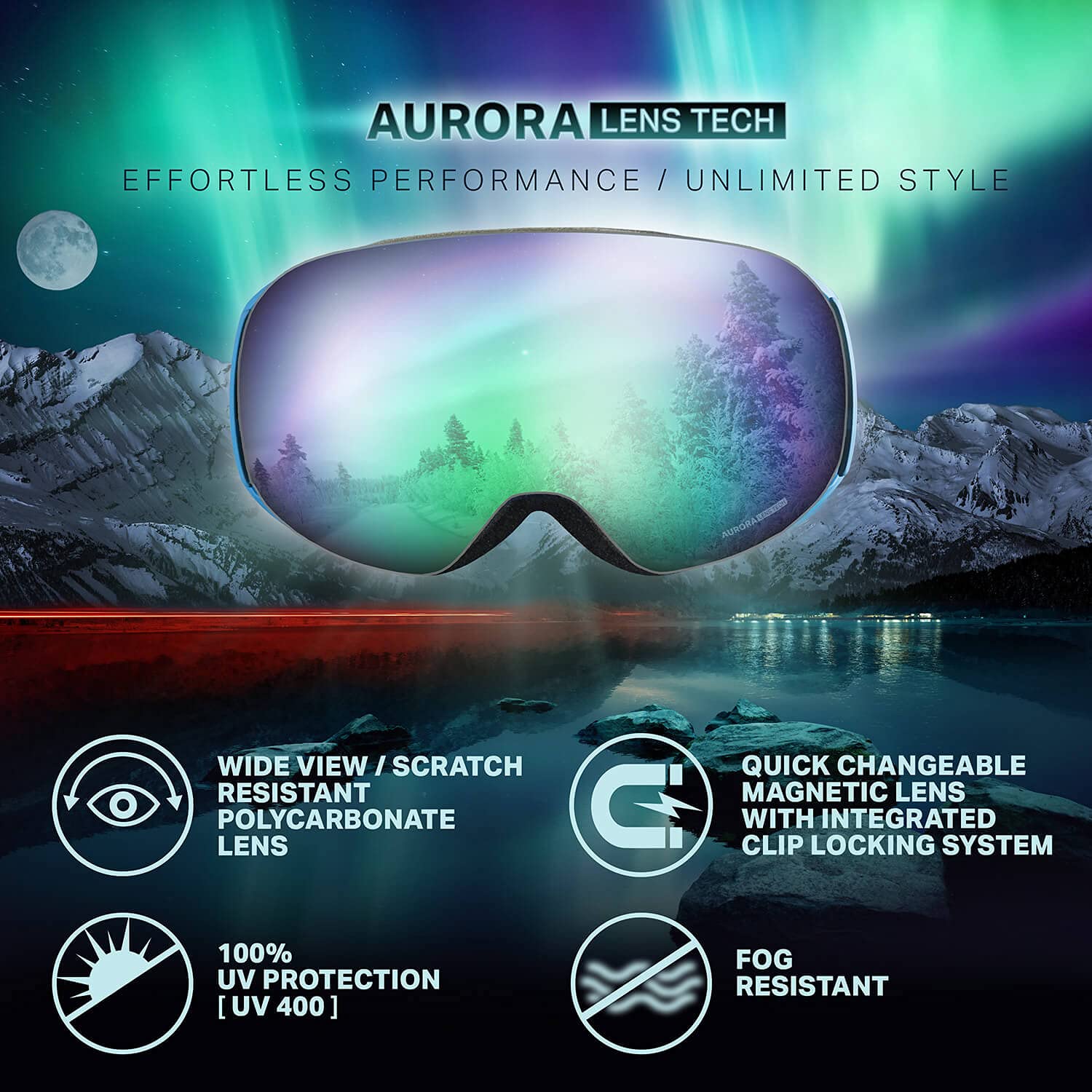 Wildhorn Roca Ski Goggles for Men & Women - Anti-Fog, Scratch-Resistant, 100% UV Protection with Magnetic Lens - Snowboard & Winter Sports Goggles for Adults - Perfect for Skiing, Snowboarding & Outdoor Adventures