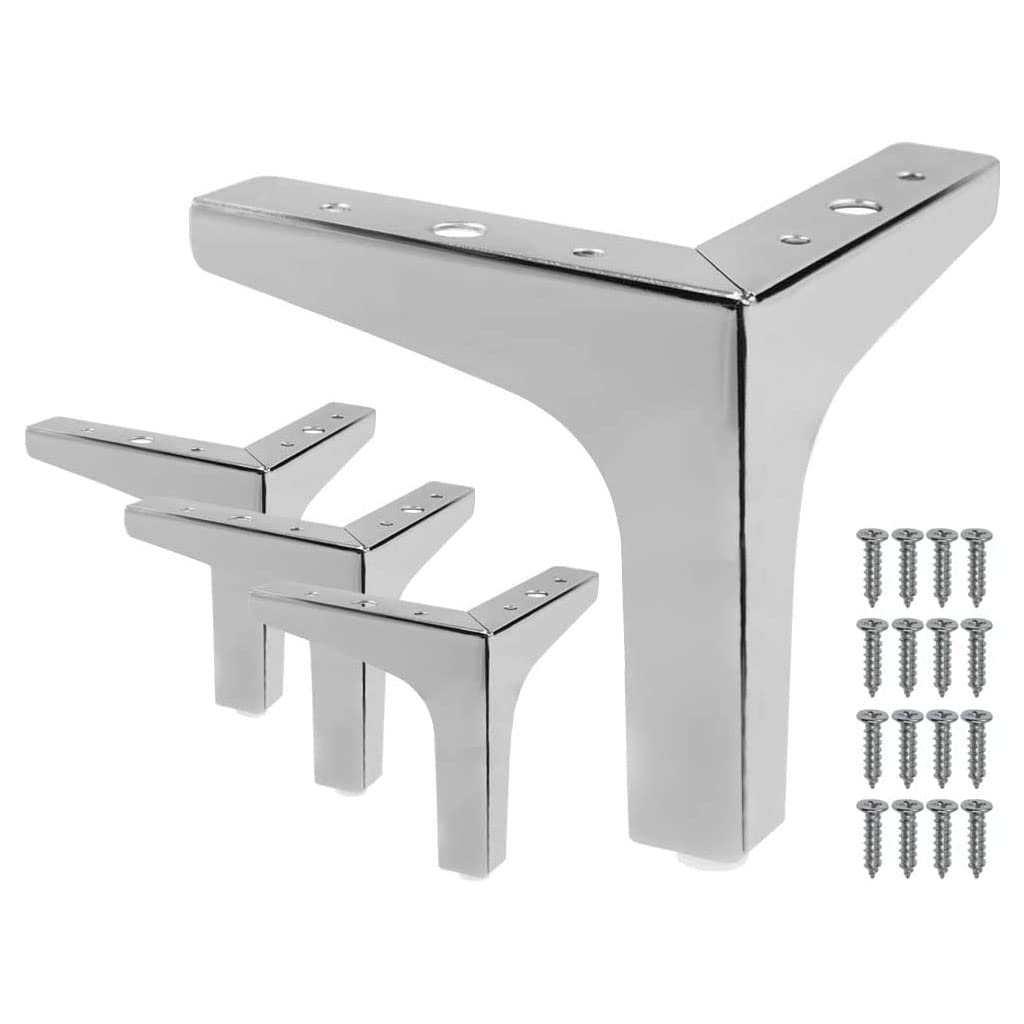4PCS Modern Metal Furniture Legs - Diamond Triangle Design for Sofa, Cabinet, Coffee Table, Ottoman & DIY Projects (15cm, Silver) - Perfect for Home Office & Living Room Upgrade