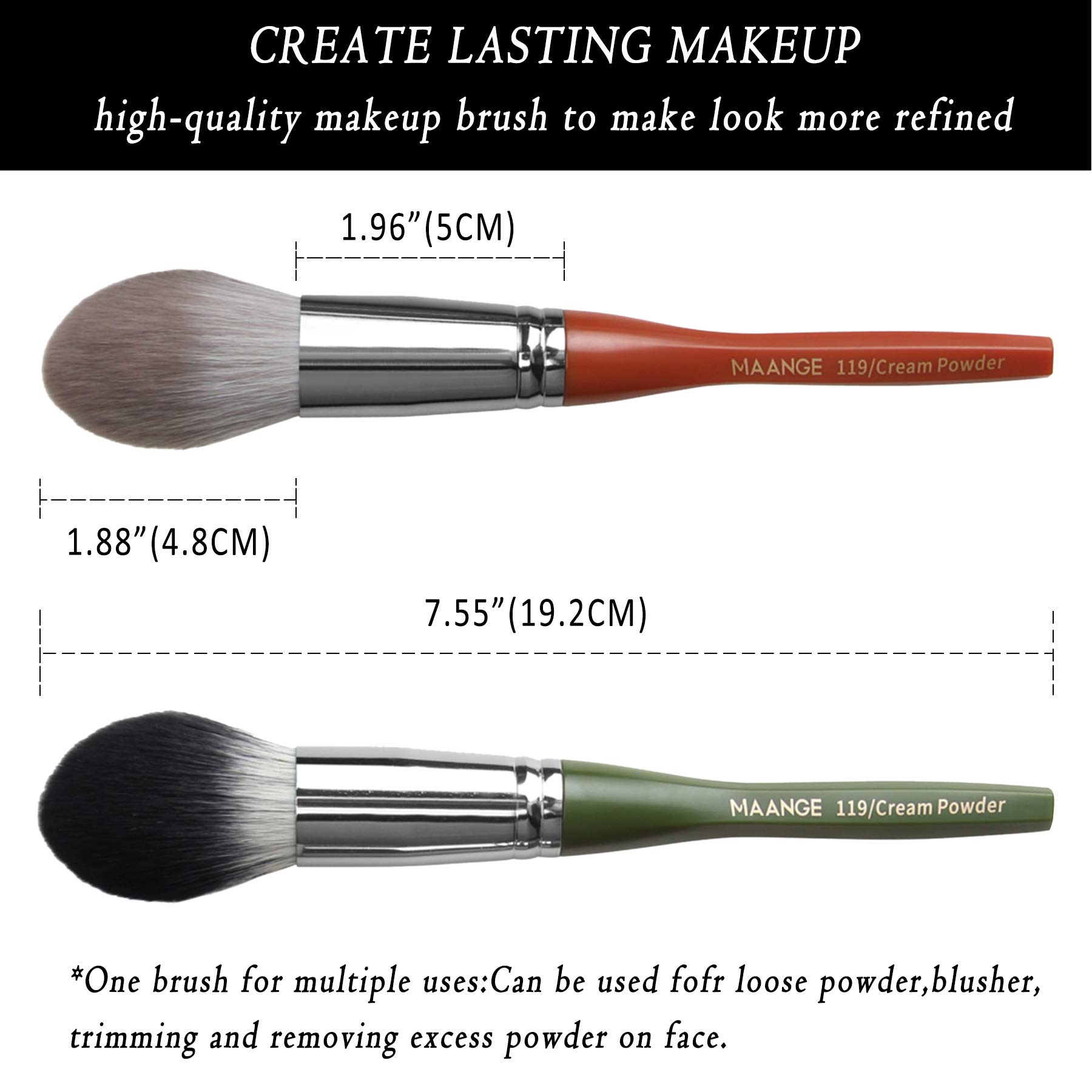 Vtrem 2-Piece Professional Face Blush & Foundation Makeup Brush Set - Soft Mineral Powder Brush for Full Coverage, Loose Powder Application & Seamless Blending | Perfect for Everyday Makeup, Contouring & Buffing