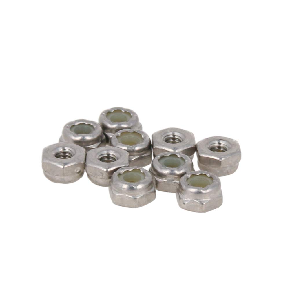 MroMax 4#40 Nylon Insert Hex Lock Nuts - 304 Stainless Steel Hex Drive Fasteners (100pcs) - Industrial & Construction Bolted Joint Hardware for Machinery, Automotive, and Structural Applications