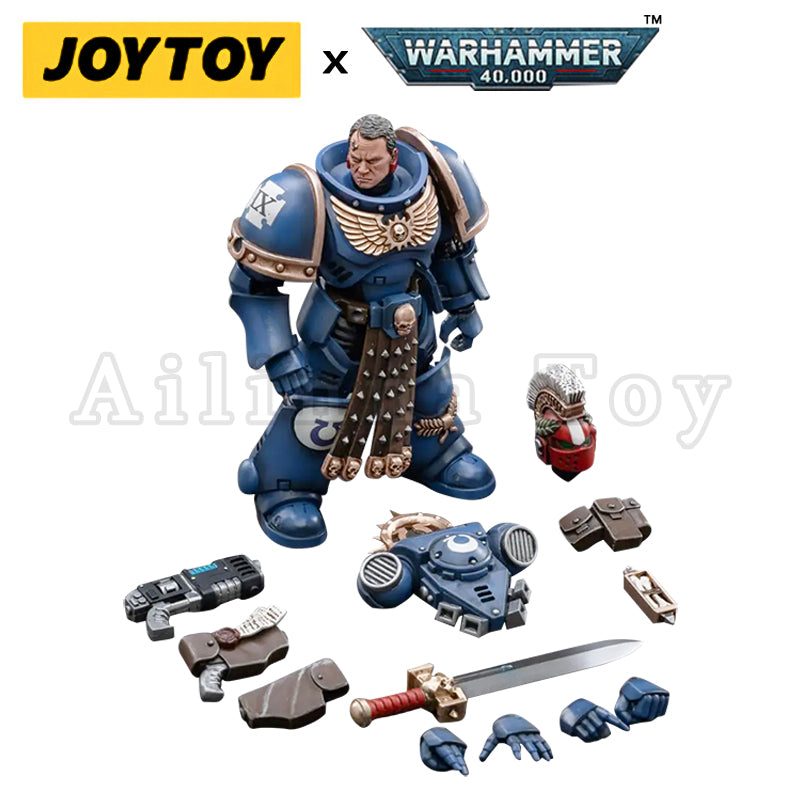1/18 JOYTOY Warhammer 40K Ultramarines Veteran Sergeant Icastus Action Figure - Collectible Miniature for Tabletop Gaming & Display