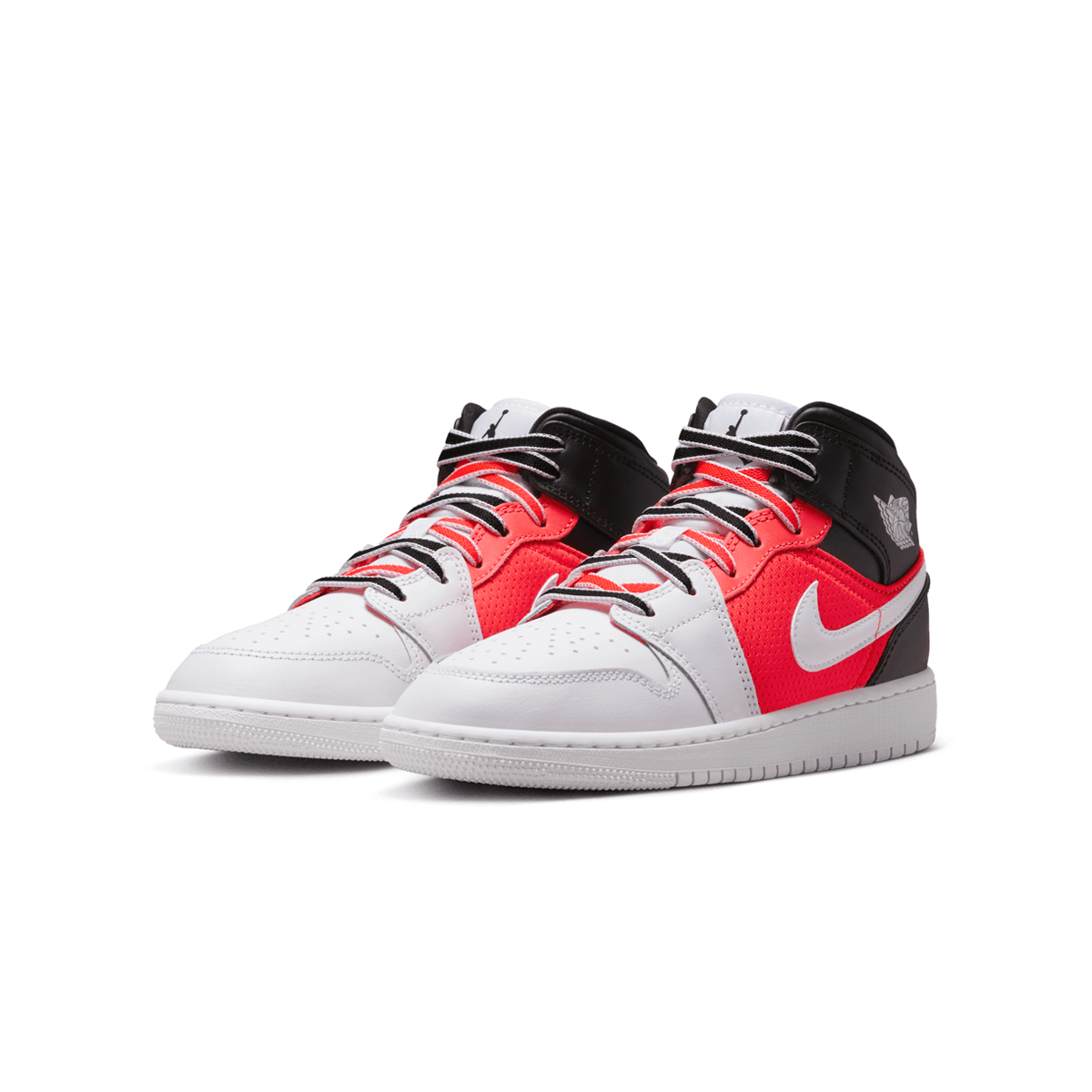 Kids Air Jordan 1 Mid SE Sneakers - White Black Infrared Basketball Shoes for Boys & Girls | Comfortable Athletic Shoes for School, Sports & Casual Wear