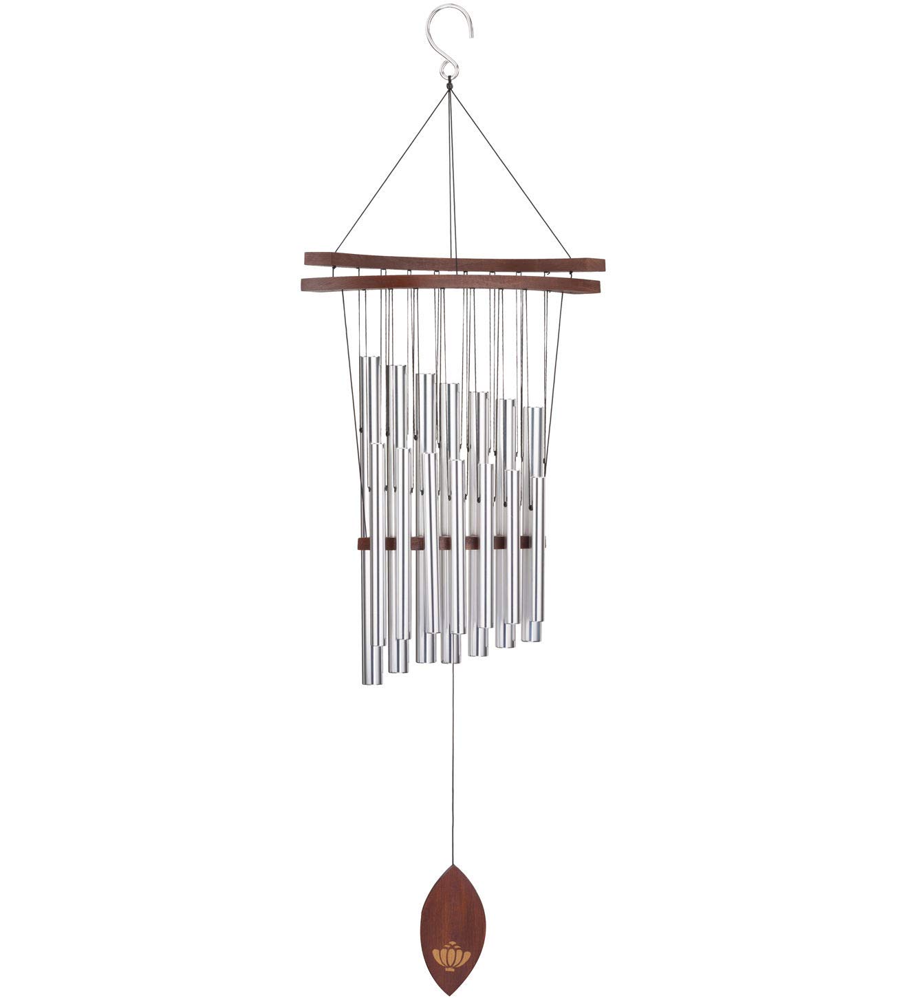 Elegant Silver Wind Chime with Melodic Tones - Regal Art & Gift for Outdoor Garden, Patio, and Home Decor