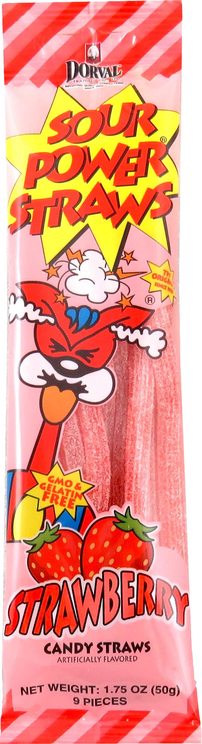 Sour Power Candy Straws - Strawberry Flavor - 1.75oz (Pack of 24) | Tangy & Sweet Treat for Parties, Movie Nights & Office Snacks | Bulk Candy for Kids & Adults