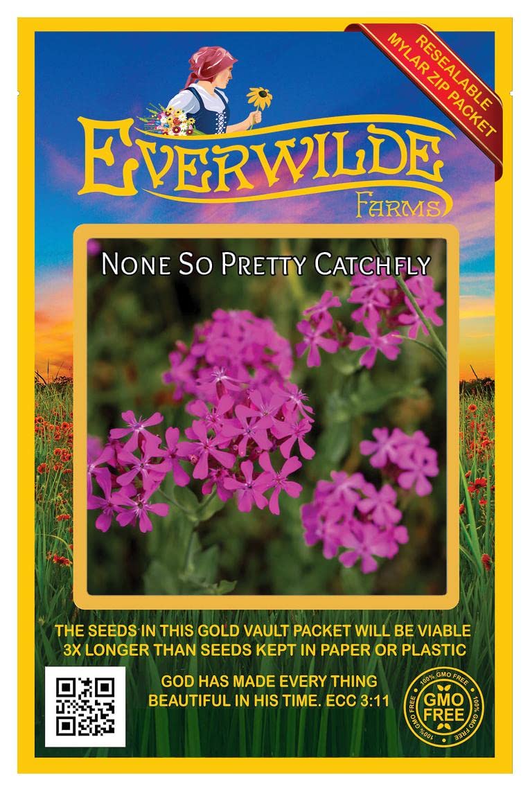 Everwilde Farms - 2000 Catchfly Wildflower Seeds (Silene armeria) - Non-GMO, Gold Vault Seed Packet for Pollinator Gardens, Borders & Cut Flower Arrangements