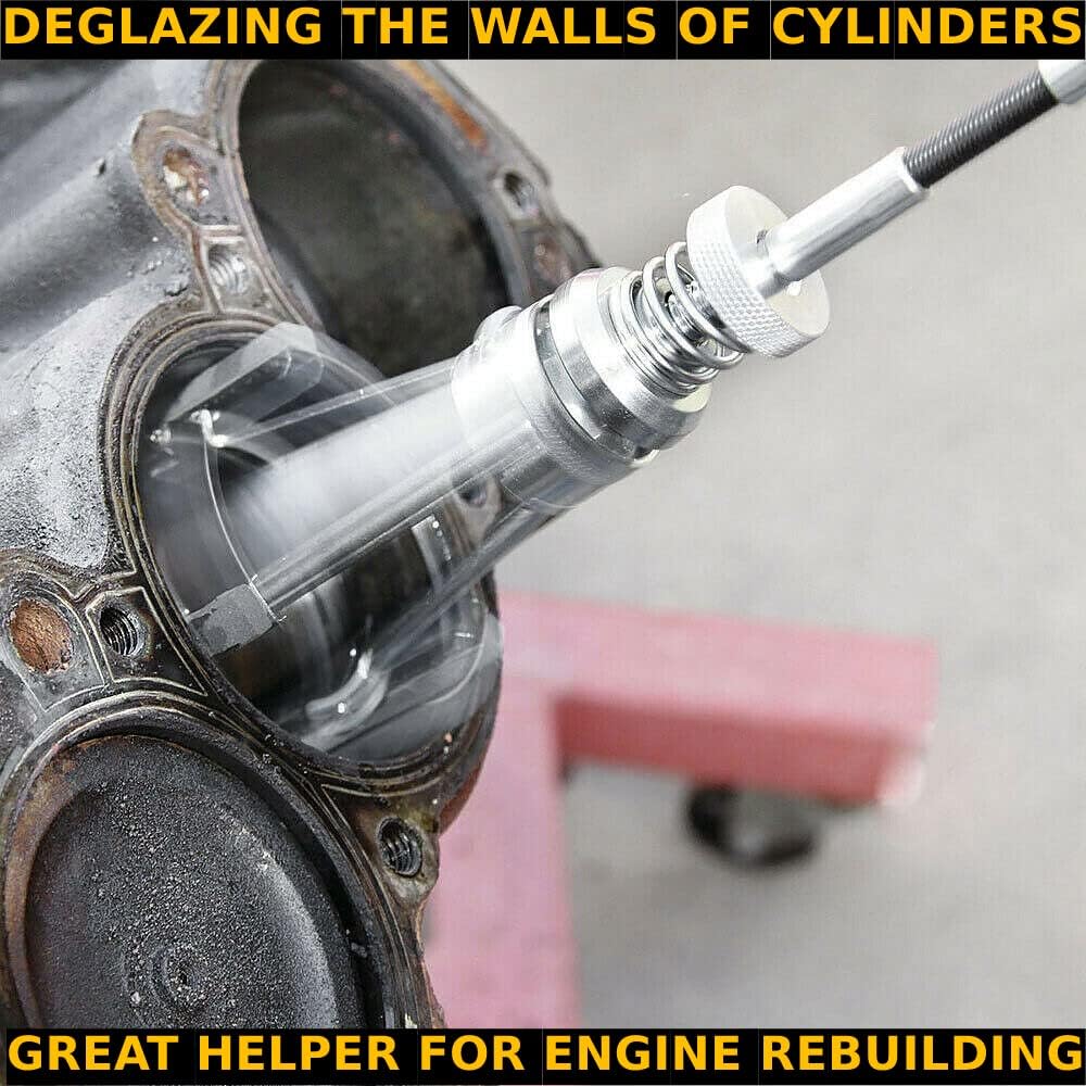 7-Piece Engine Cylinder Hone Set with 3 Spare Stones - Adjustable Deglazer Tool for Brake Cylinder Bores (3/4