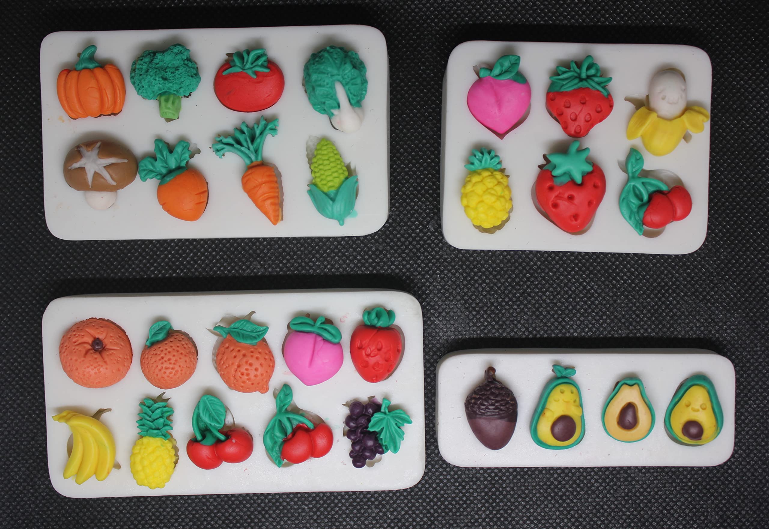 Premium Silicone Fondant Molds Set - Vegetables & Fruits Design for Cake Toppers, Gumpaste, Candy, Chocolate & Polymer Clay - Perfect for Baking, Candy Making, DIY Crafts & Home Decor