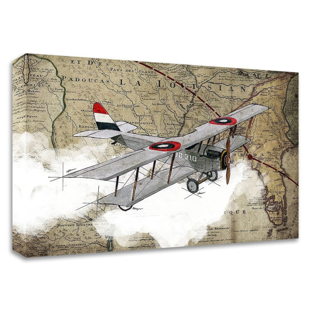 GraphINC Studio Biplane 4 Canvas Wall Art - Premium Ready to Hang Aviation Decor for Living Room, Bedroom & Office