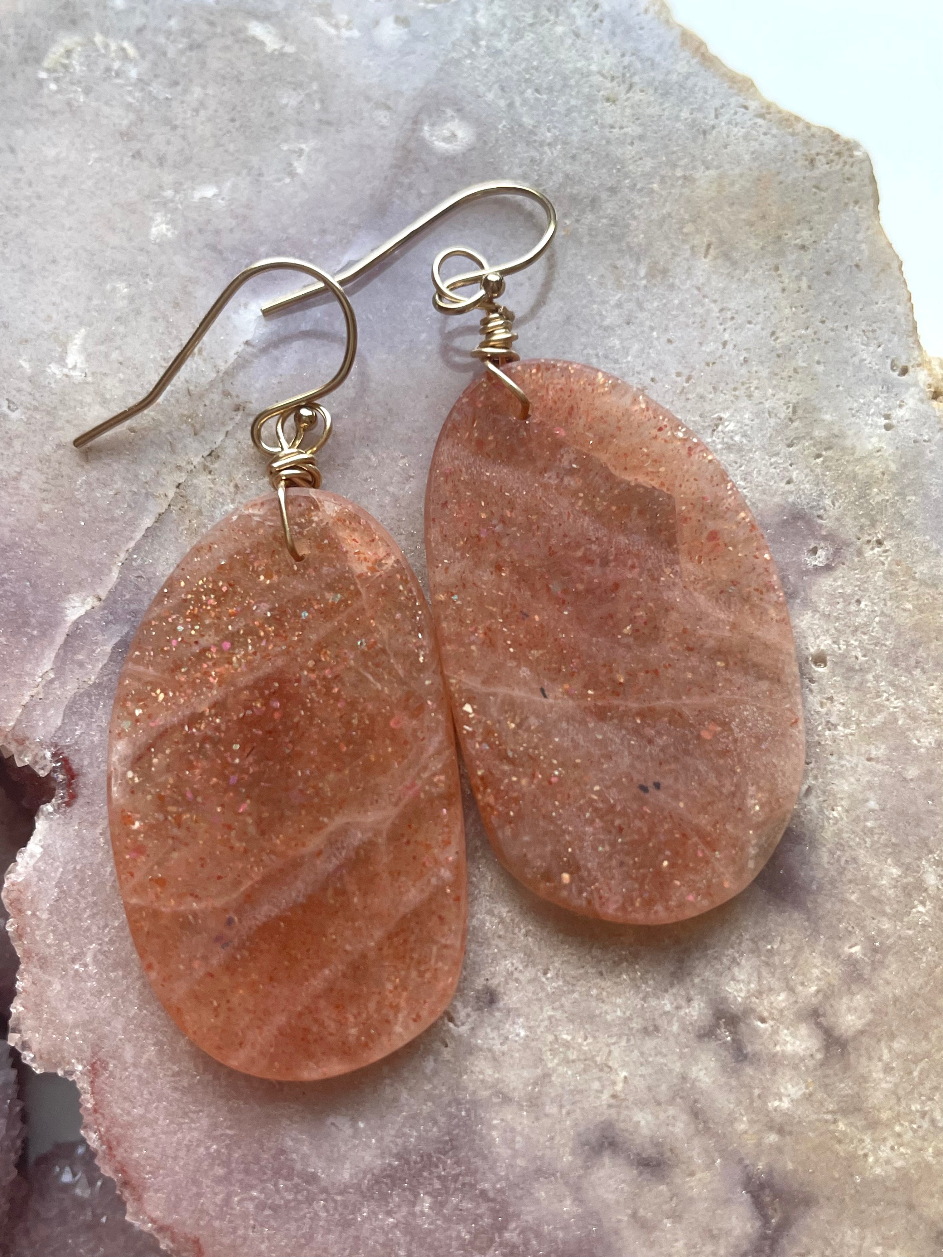 Orange Sunstone Gold Filled Crystal Threader Earrings for Women - Elegant Gemstone Dangle Earrings for Party, Wedding & Everyday Wear