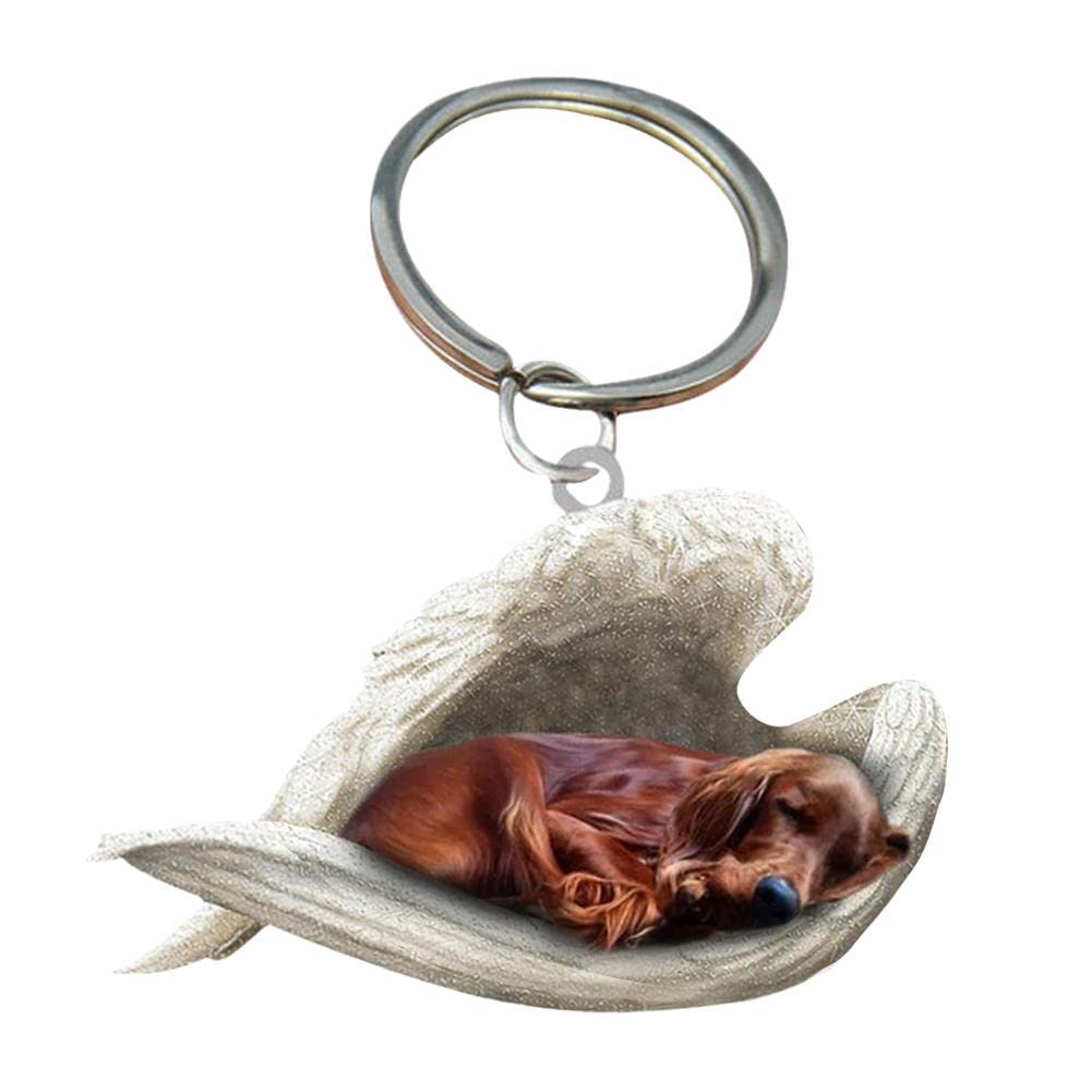 Adorable Sleeping Dog Angel Acrylic Keychain - Cute Hanging Pendant for Car, Home, Office & School Decor - Perfect Gift for Pet Lovers & Keychain Collectors