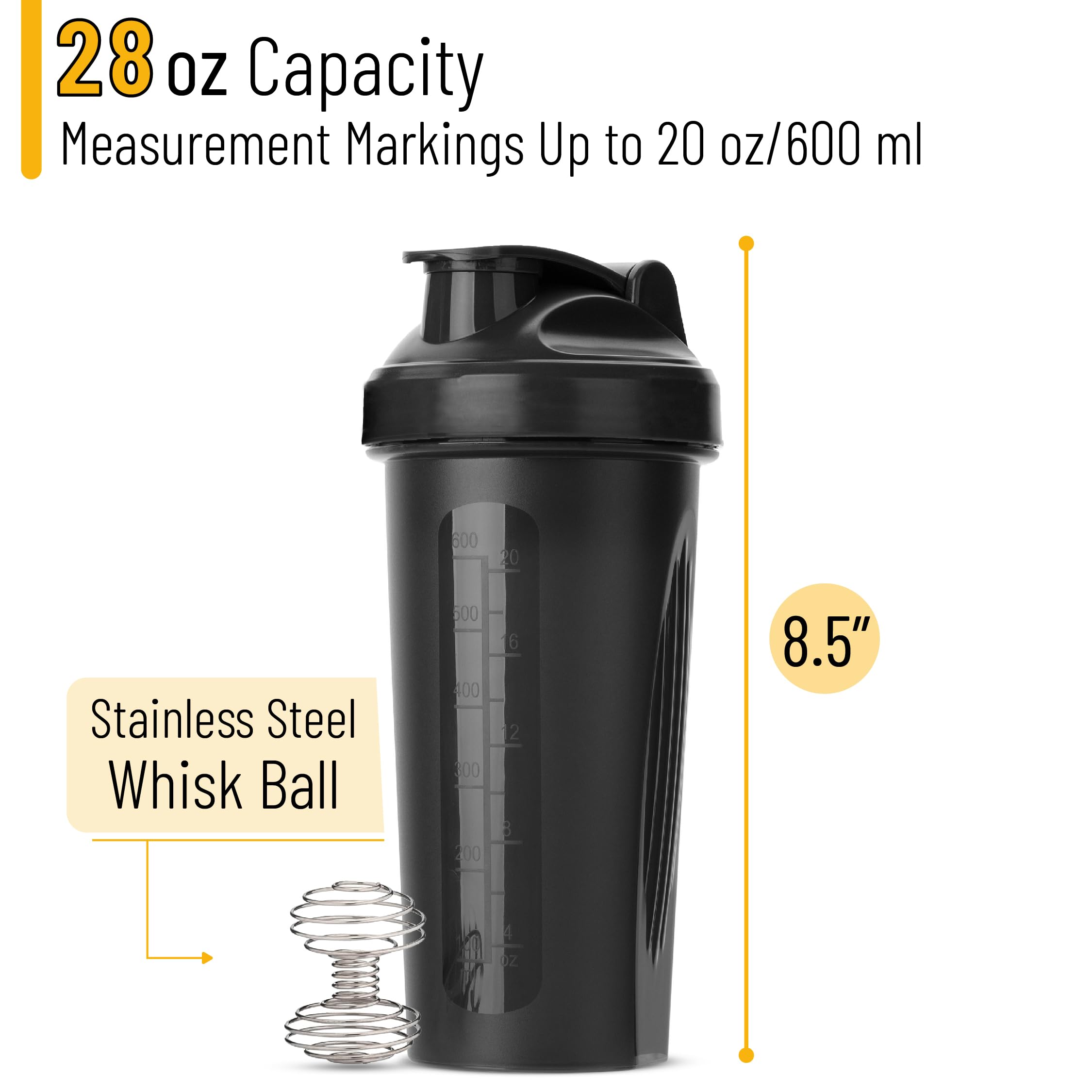 Mr. Pen 28 oz Protein Shaker Bottle with Wire Whisk Ball - Leak-Proof Mixing Cup for Protein Powder, Pre-Workout & Smoothies - Perfect for Gym, Fitness & Post-Workout Recovery